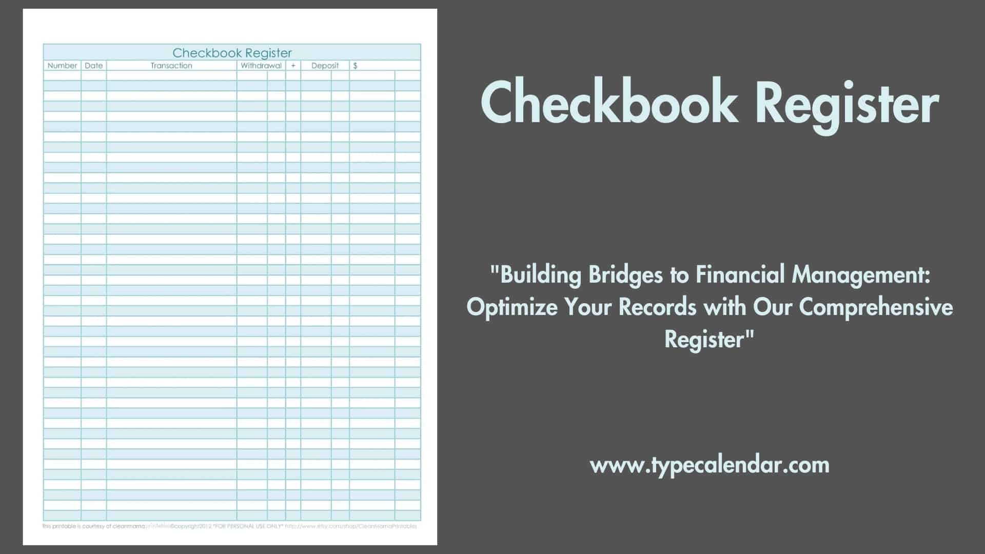 Checkbook Log Printable Diy Blank Forms