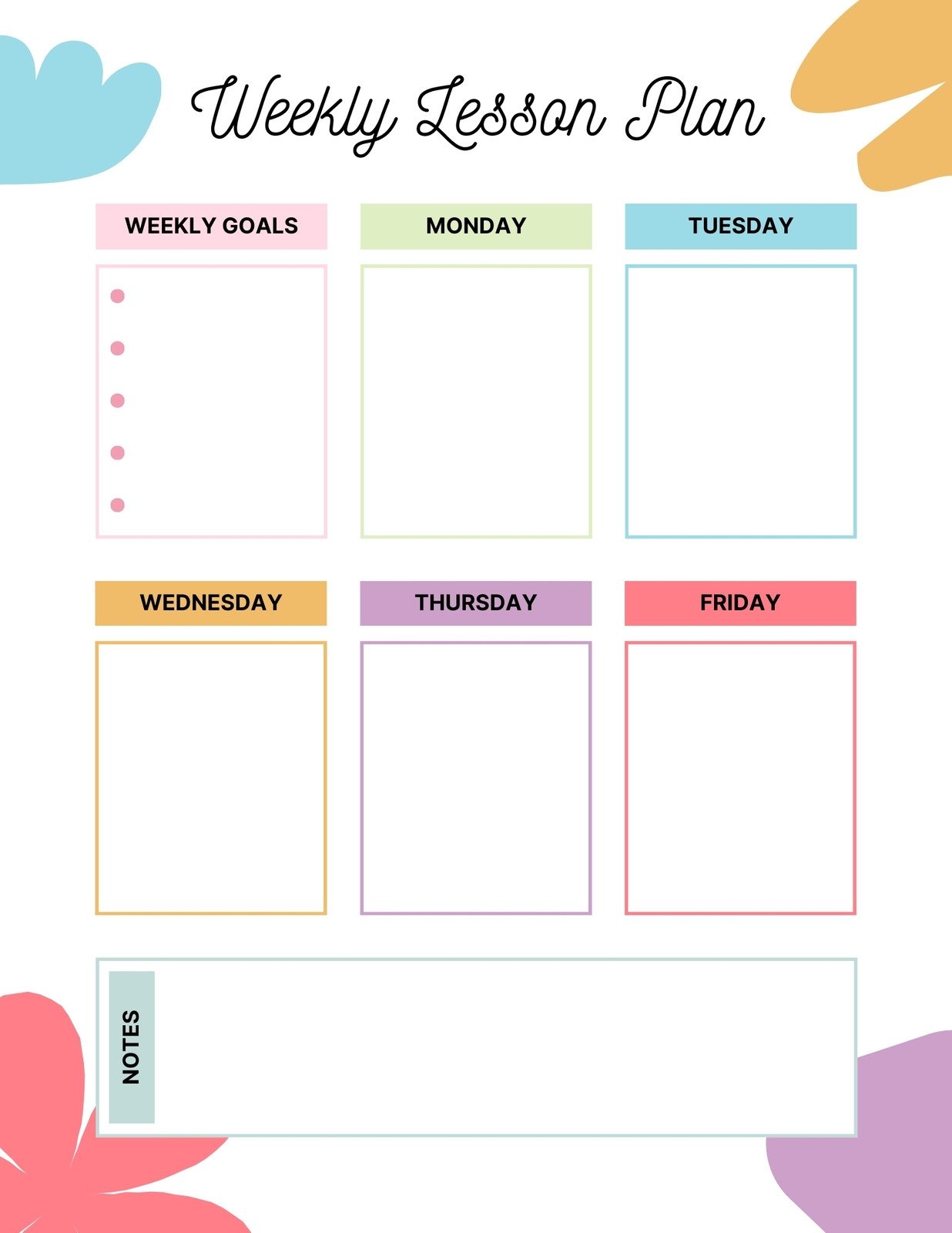 Blank Printable Lesson Plan Calendar