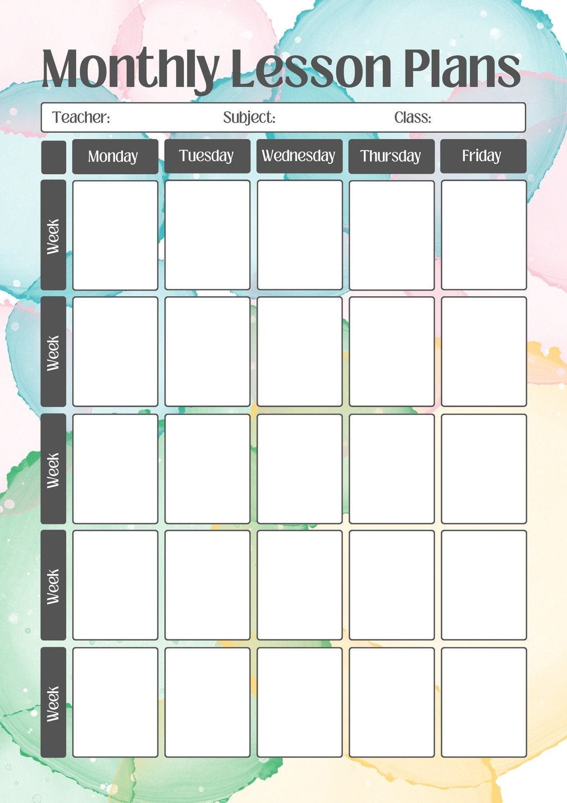 Free Printable Customizable Weekly Lesson Plan Templates Canva