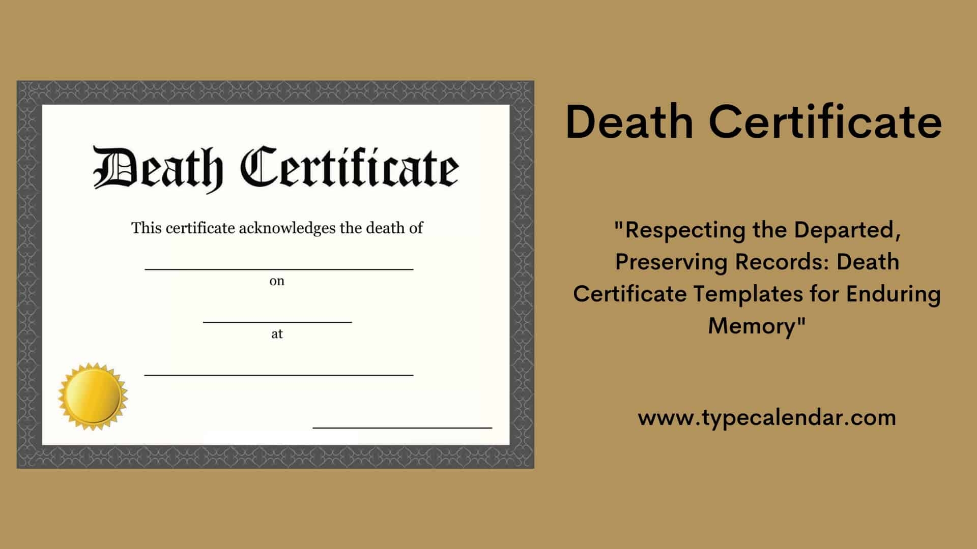 Free Printable Death Certificate Templates Word PDF Forms