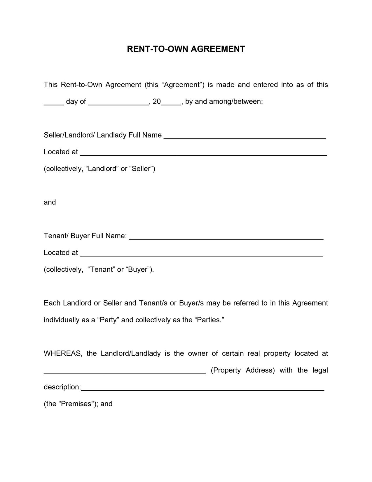 Free Printable Blank Contract Agreement