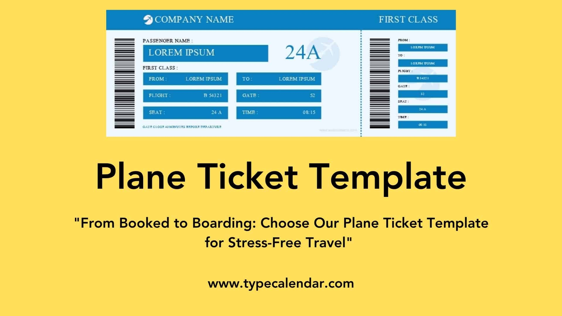 Free Printable Fake Plane Ticket Templates PDF Airline Flight