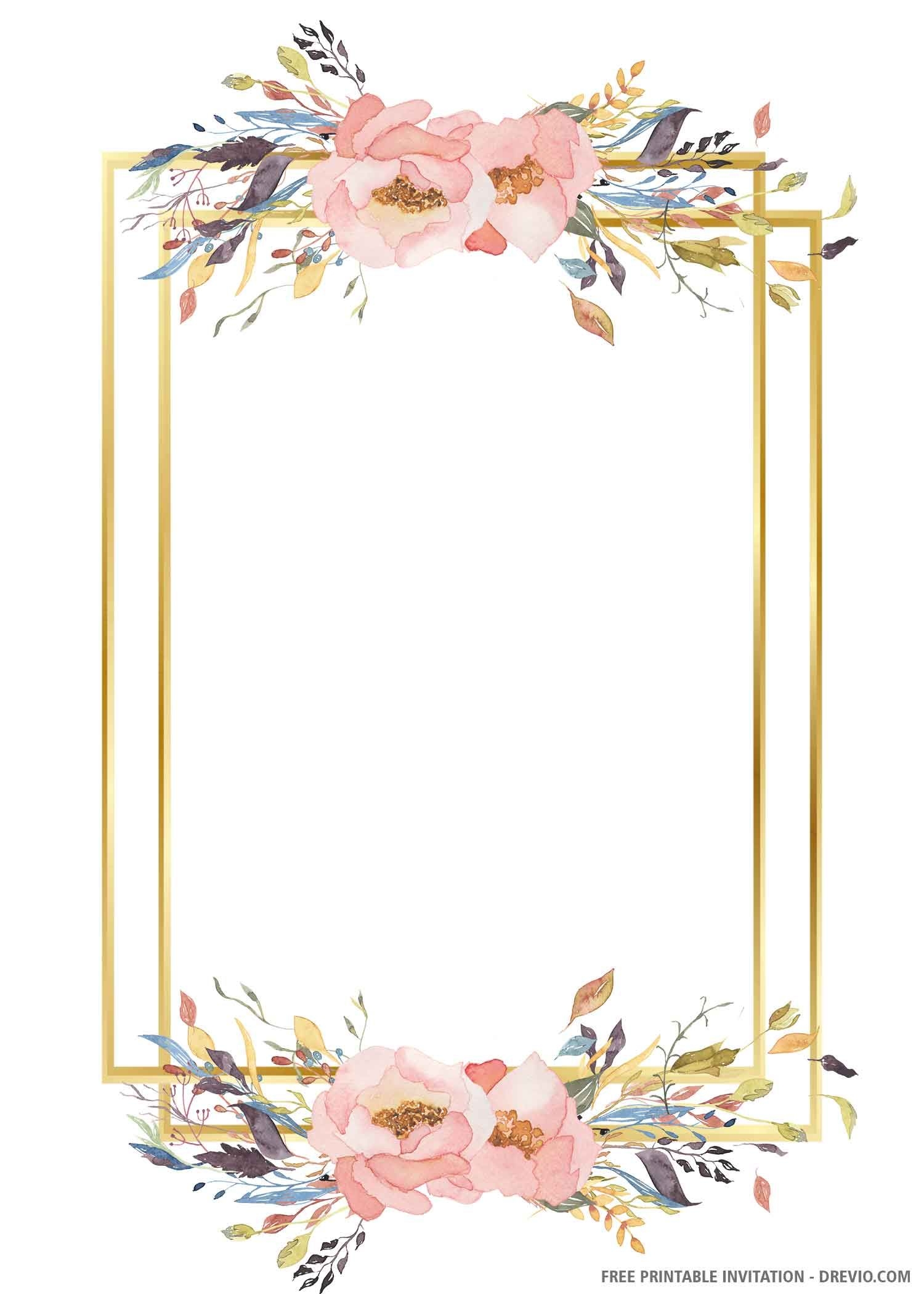 FREE PRINTABLE Gold Wedding Invitation Template Worksheets Library