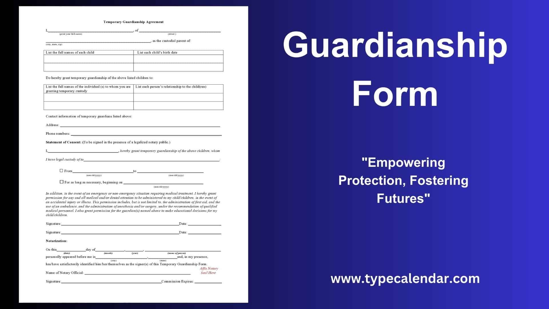 Blank Temporary Guardianship Form Free Printable Blank Temporary Guardianship Form Free Printable