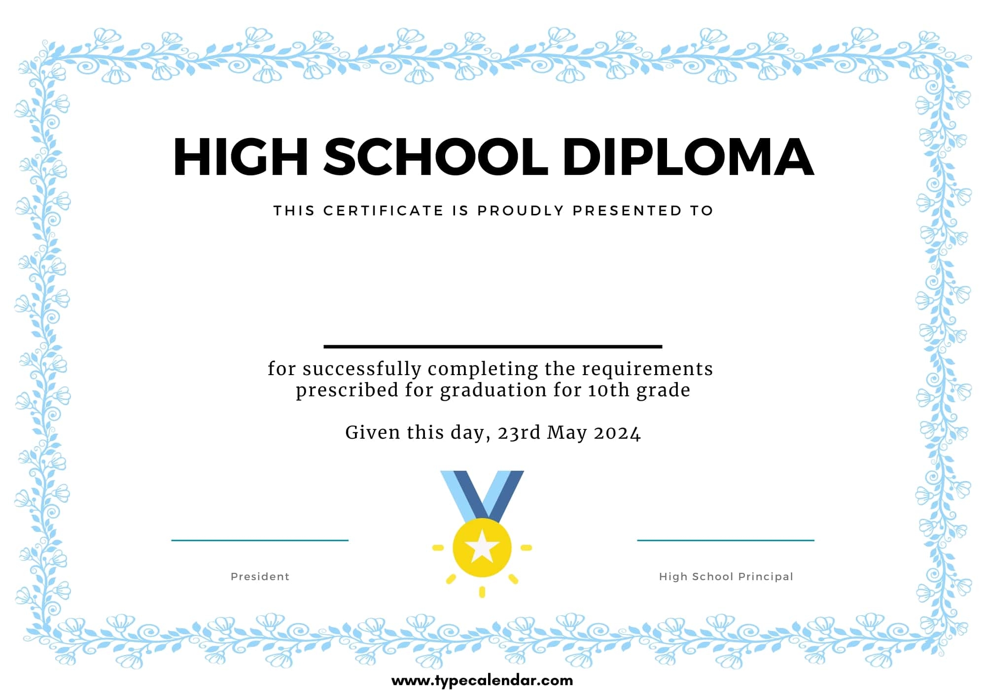 Printable Blank Graduation Certificates
