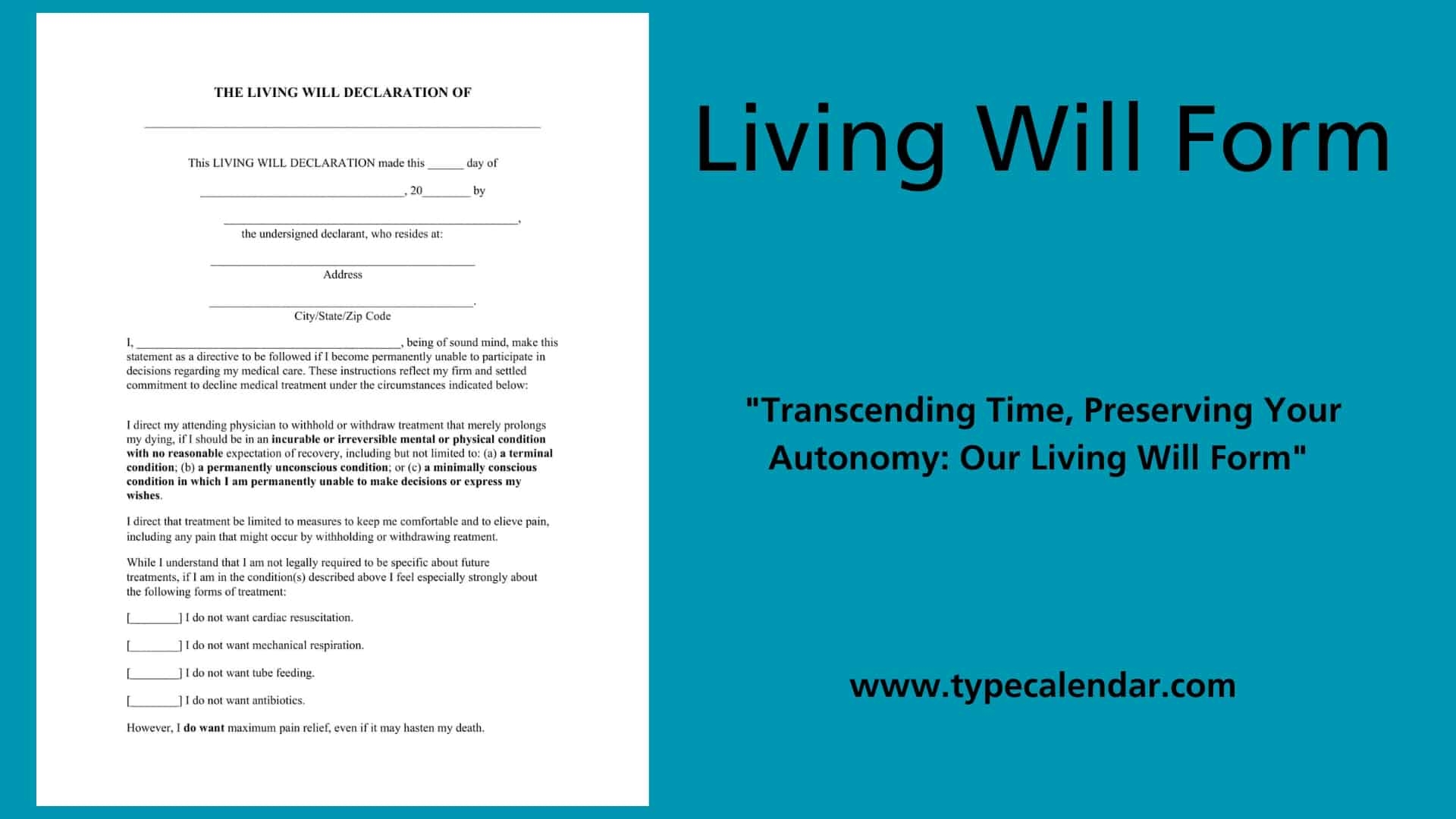 Living Will Nc Form Printable Blank