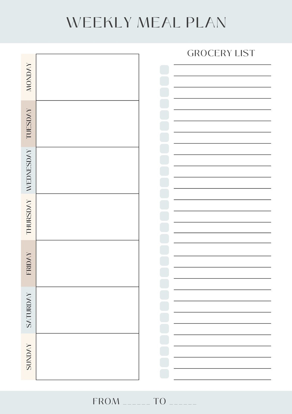 Free Printable Blank Menu Templates