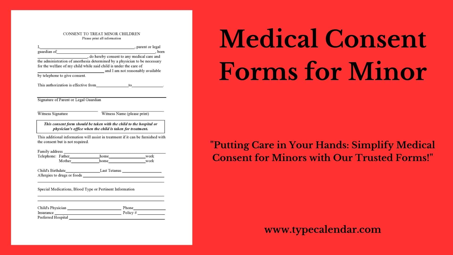Blank Medical Release Form Child Printable