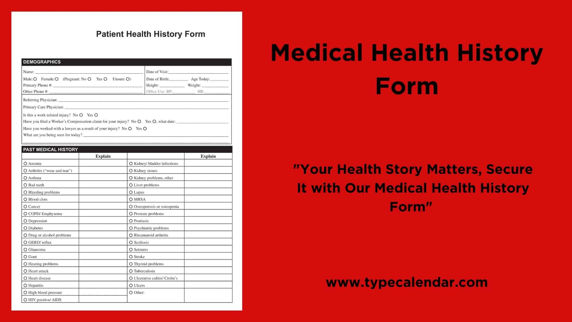 Blank Medical History Form Printable