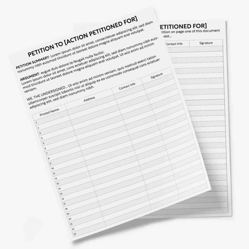 Free Printable Blank Petition Forms