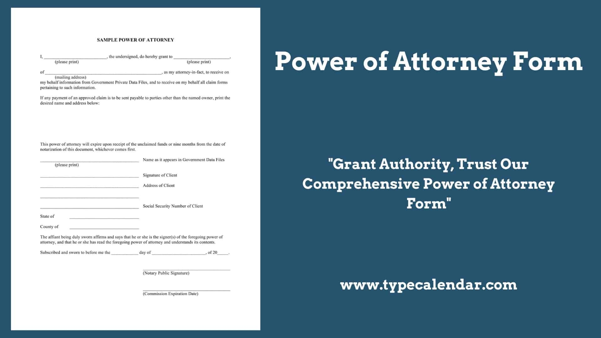 Blank Power Of Attorney Form Printable