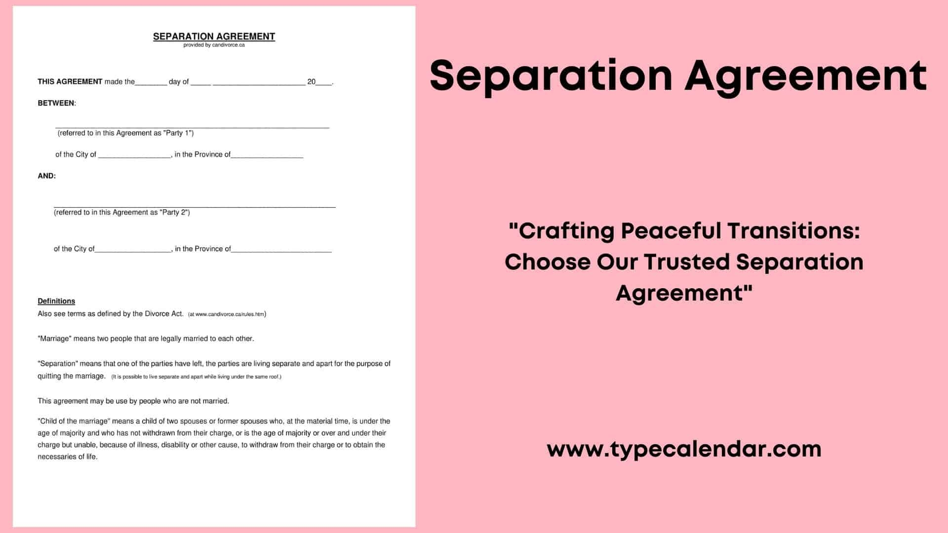 Nc Separation Agreement Blank Printable