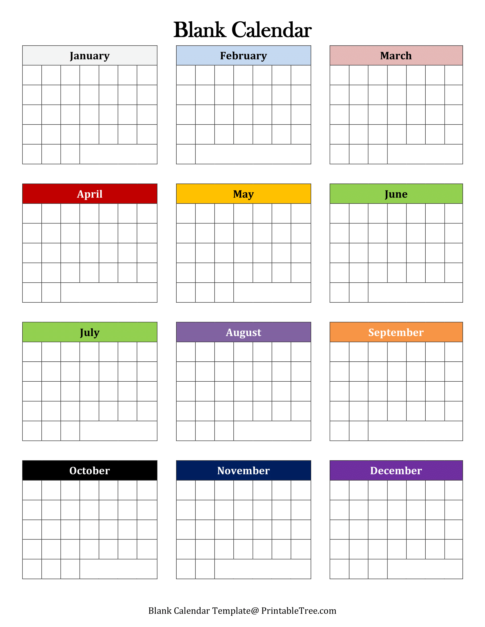 Free Printable Yearly 2025 Blank Calendar Templates PDF Printable Tree
