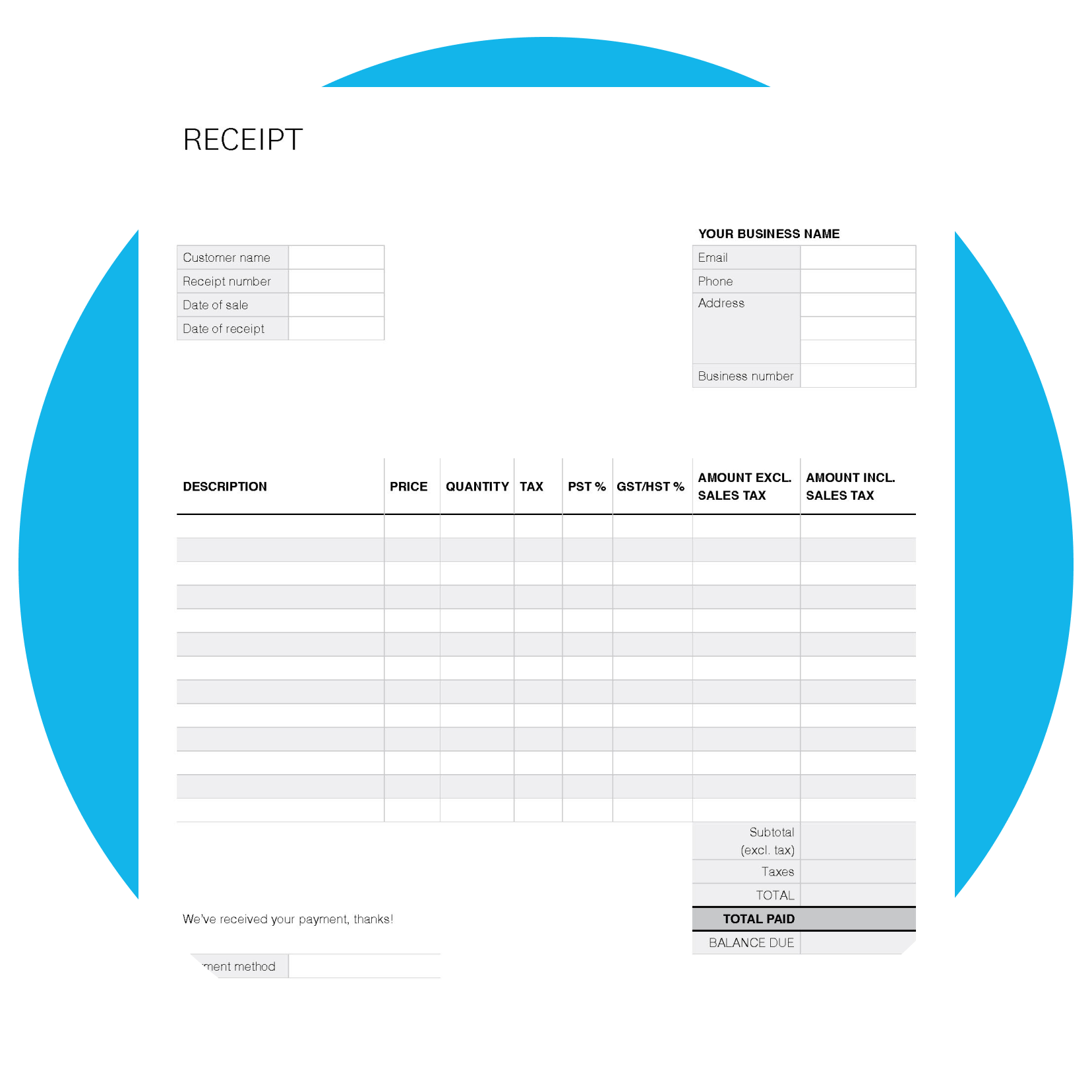 Free Receipt Template Xero CA