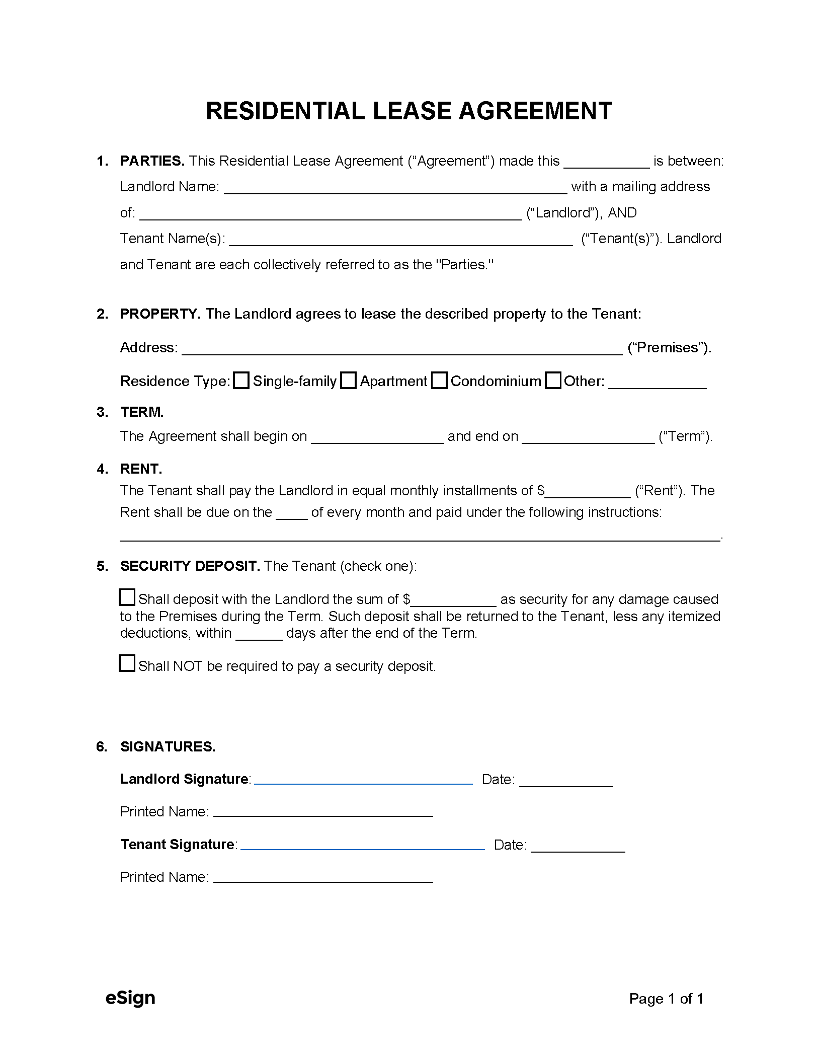 Free Simple 1 Page Lease Agreement Template PDF Word Free Simple 1 Page Lease Agreement Template PDF Word