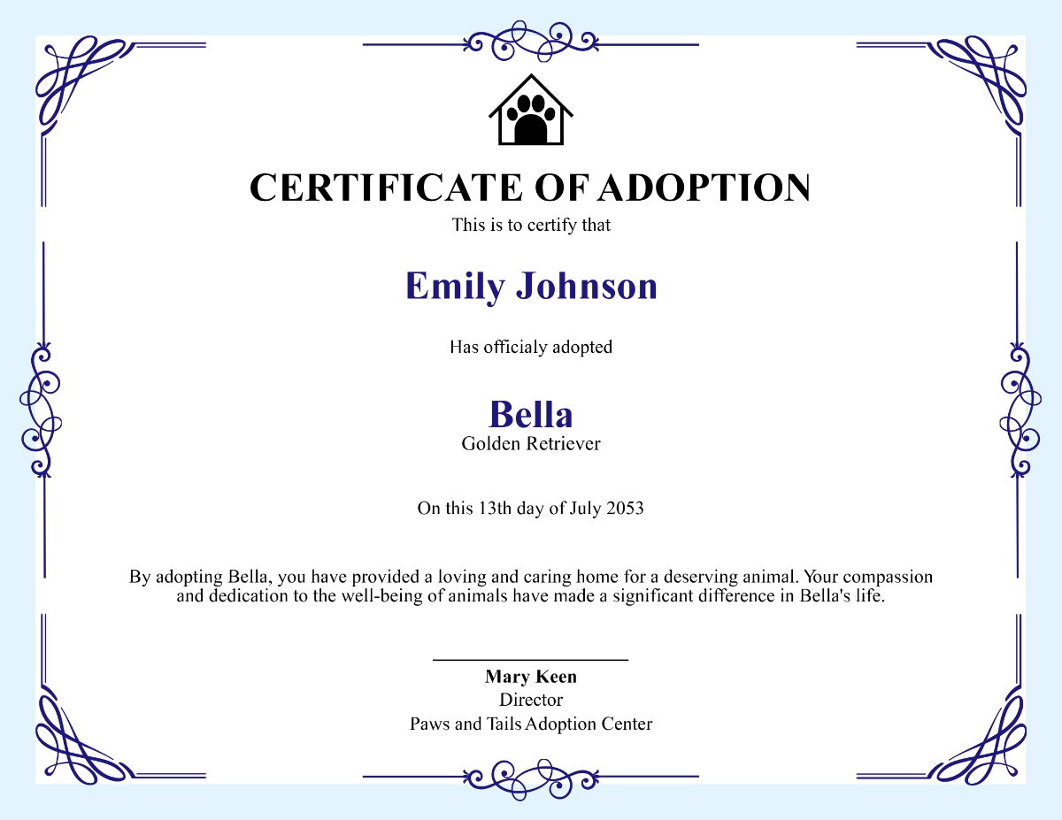 Free Simple Adoption Certificate Template To Edit Online