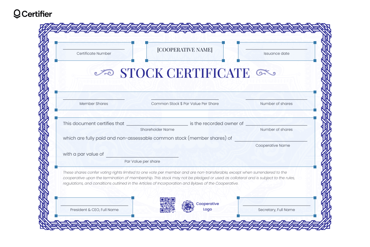 Printable Blank Stock Certificate