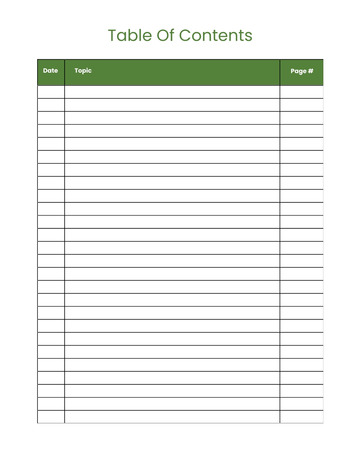 Free Table Of Content Templates To Edit Online