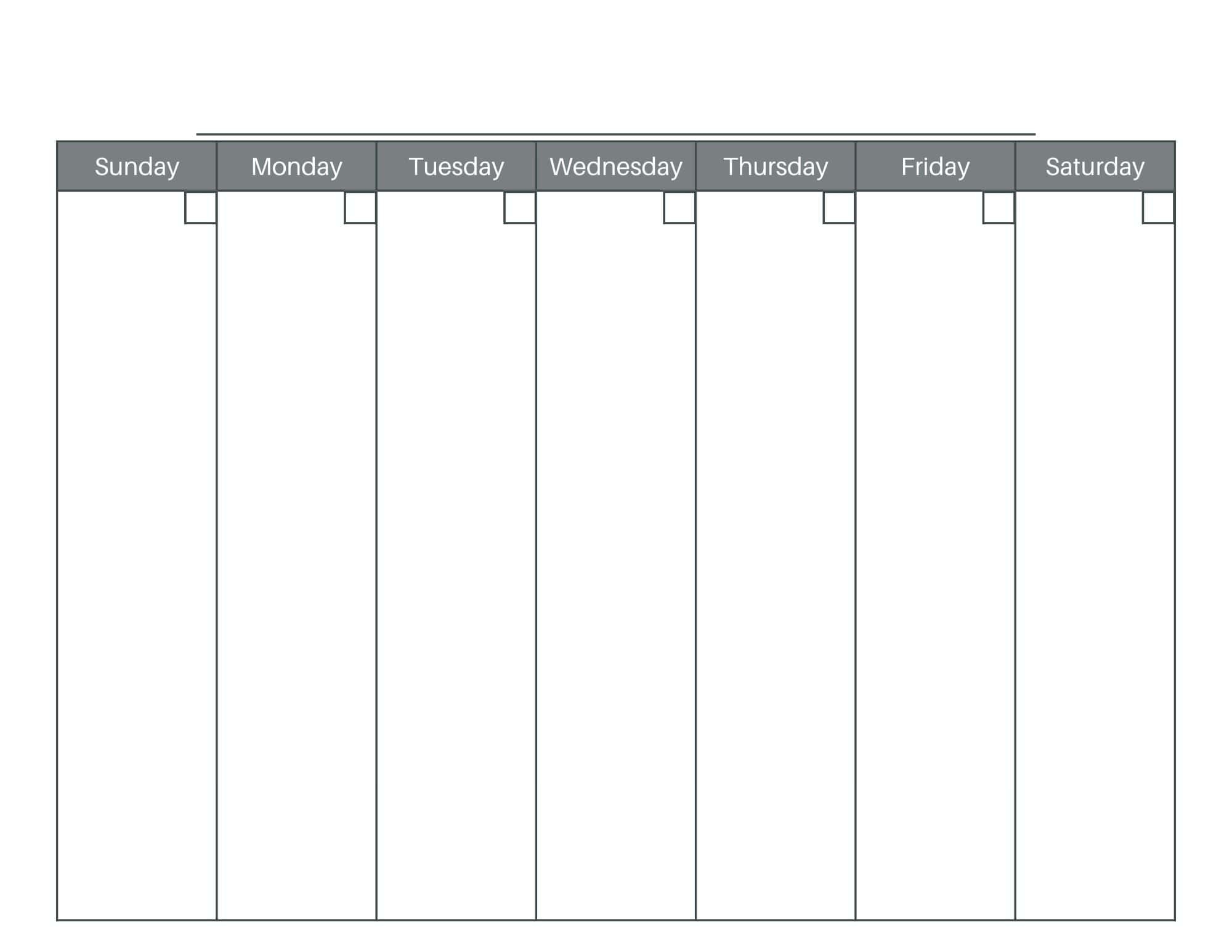 Free Versatile 1 Week Blank Calendar Printable
