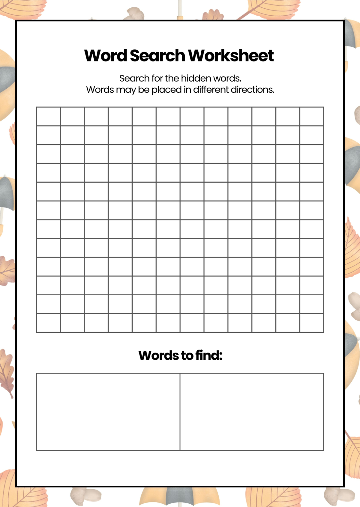 Blank Word Search Template Printable