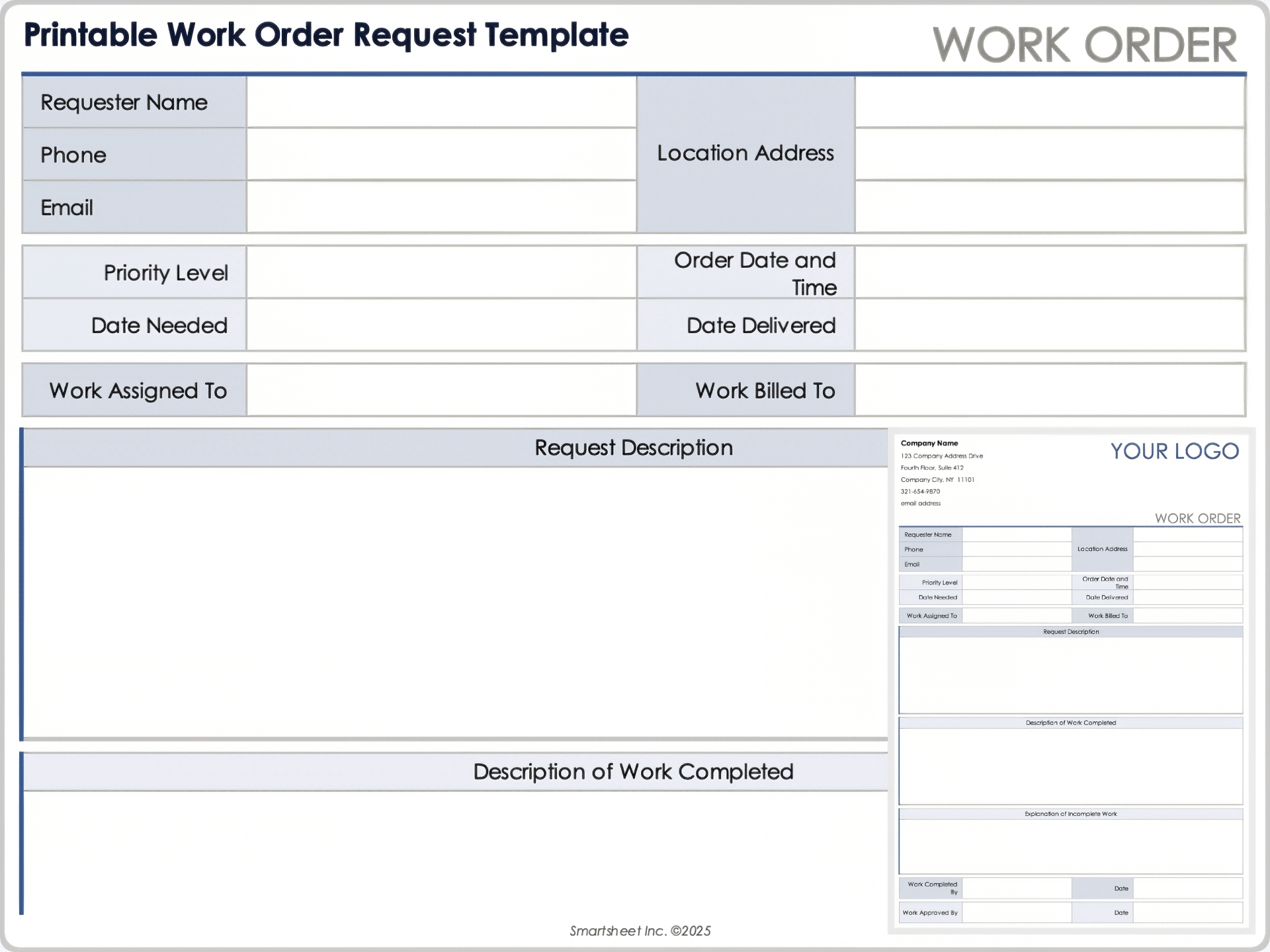 Blank Generic Order Form Free Printable