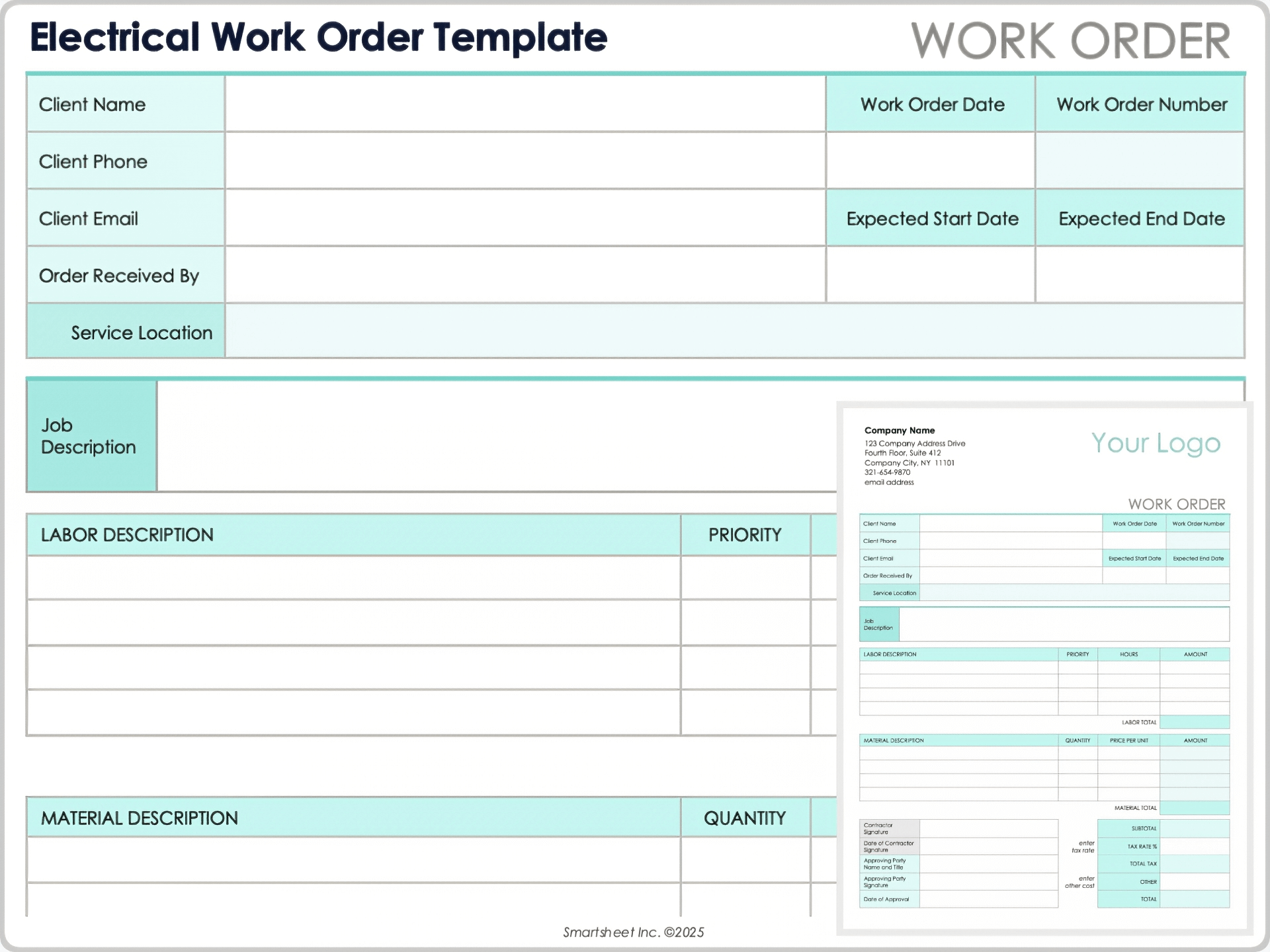 Free Printable Work Order Blank Form Free Printable Work Order Blank Form