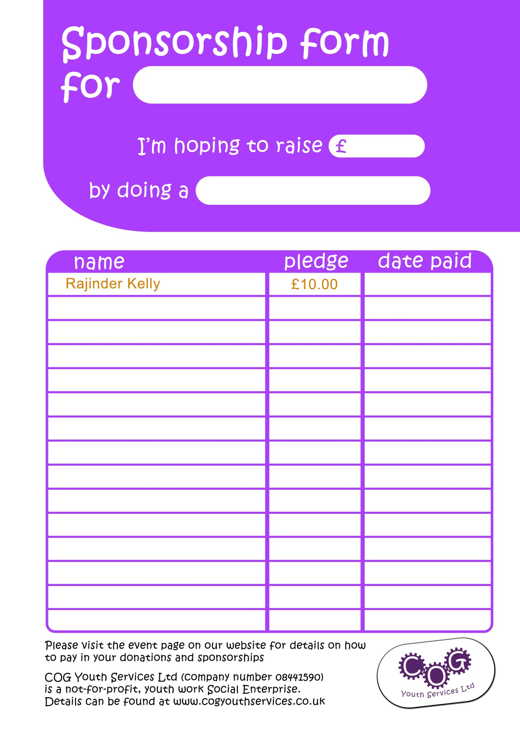 Fundraising Sponsorship Form