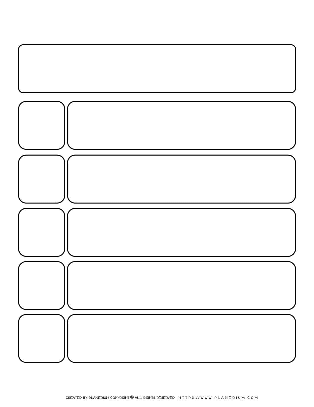 Graphic Organizer Five Sections Chart With Headline Planerium Worksheets Library