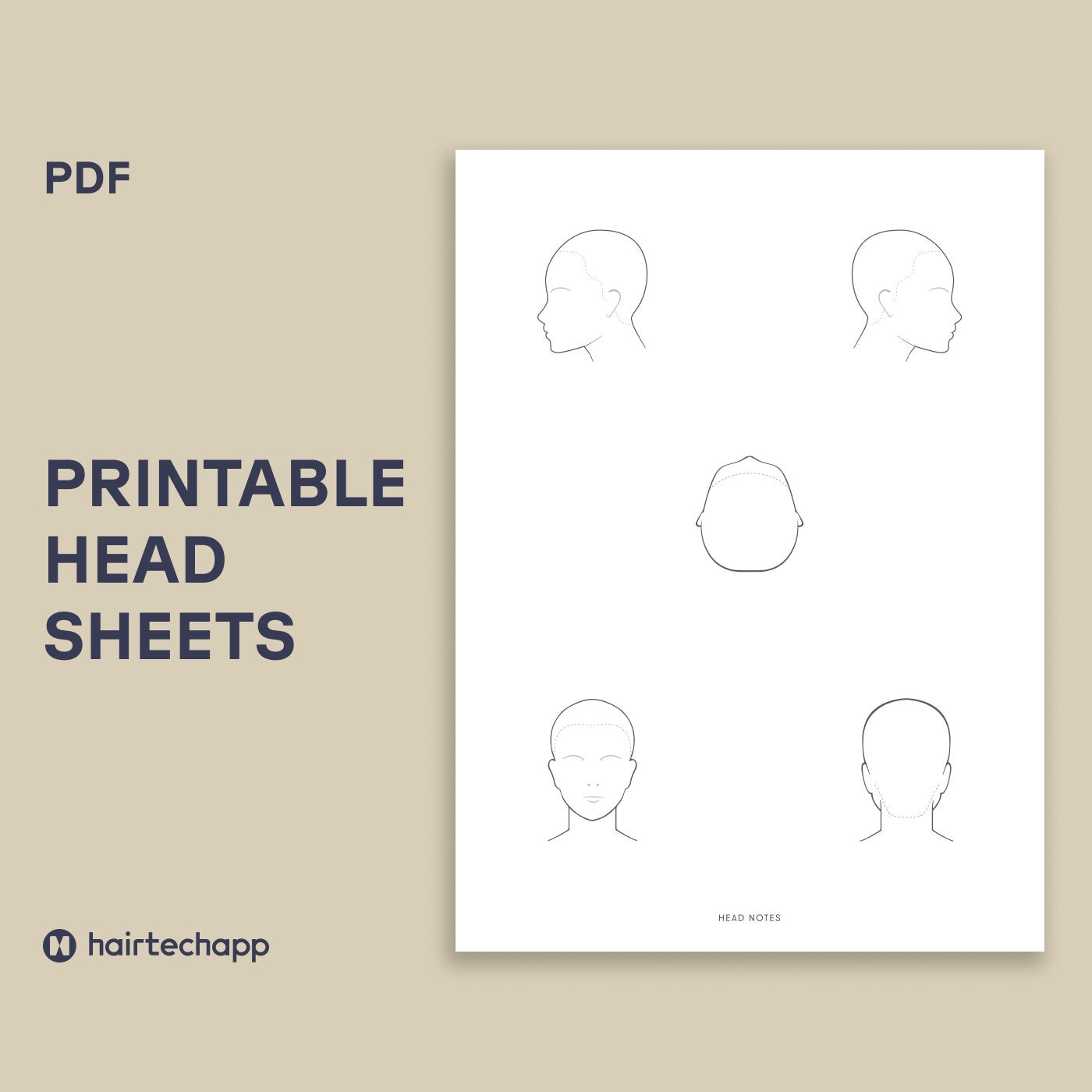 Haircutting Head Sheets PDF Template Printable Head Sheet Technical Head Sheet Etsy