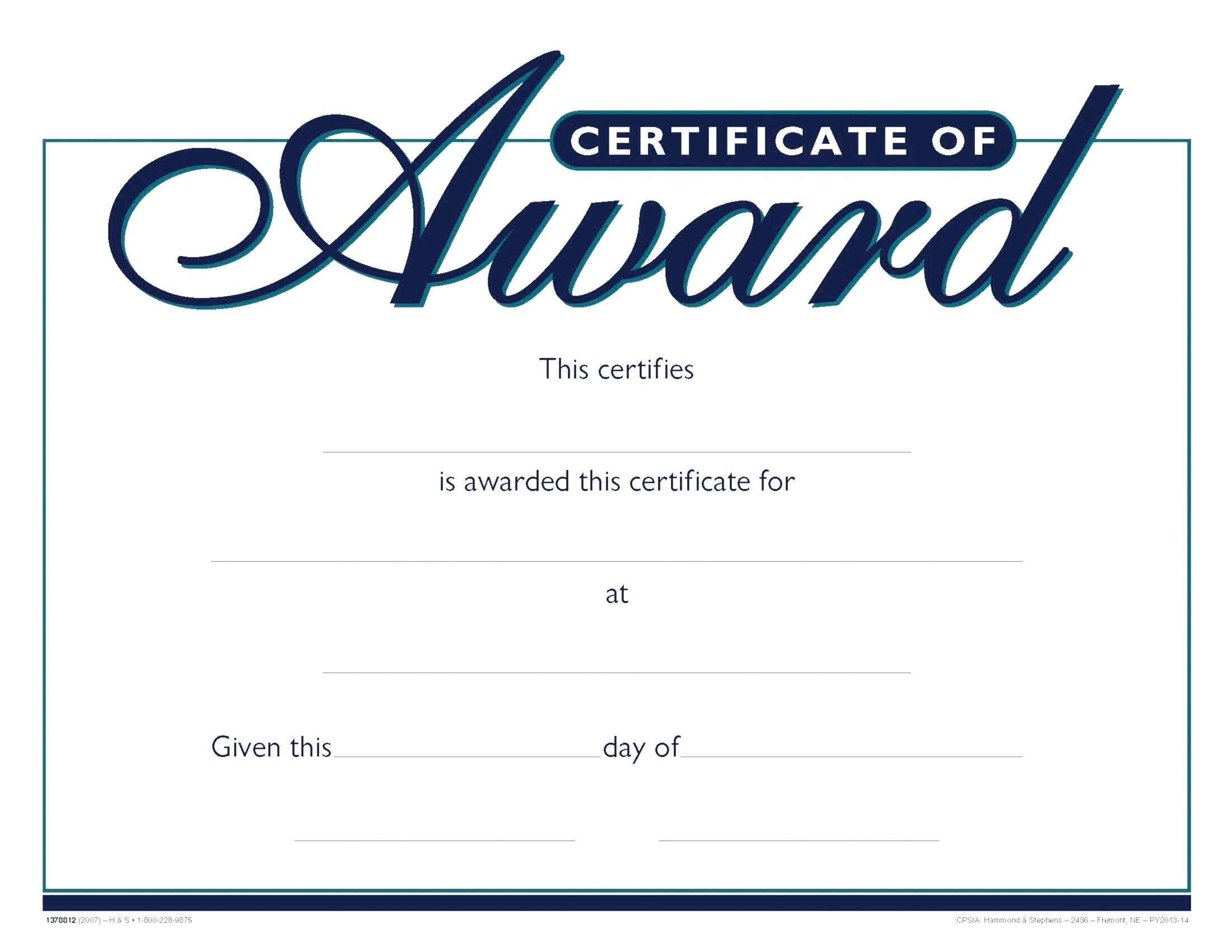Printable Blank Award Certificates
