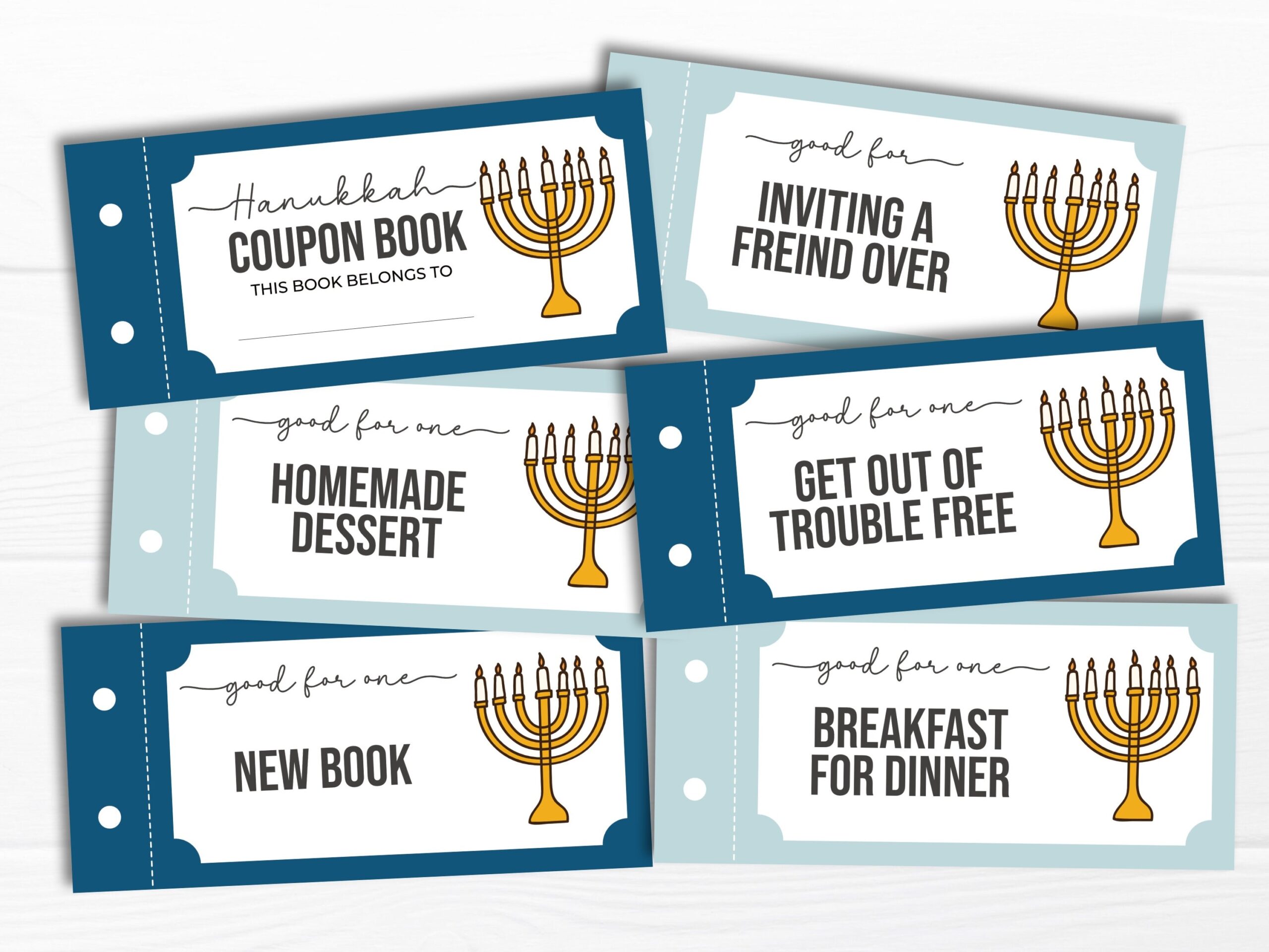 Hanukkah Coupon Book For Kids Thoughtful Gift Printable Hanukkah Voucher Last Minute Gift Certificate Happy Hanukkah Etsy