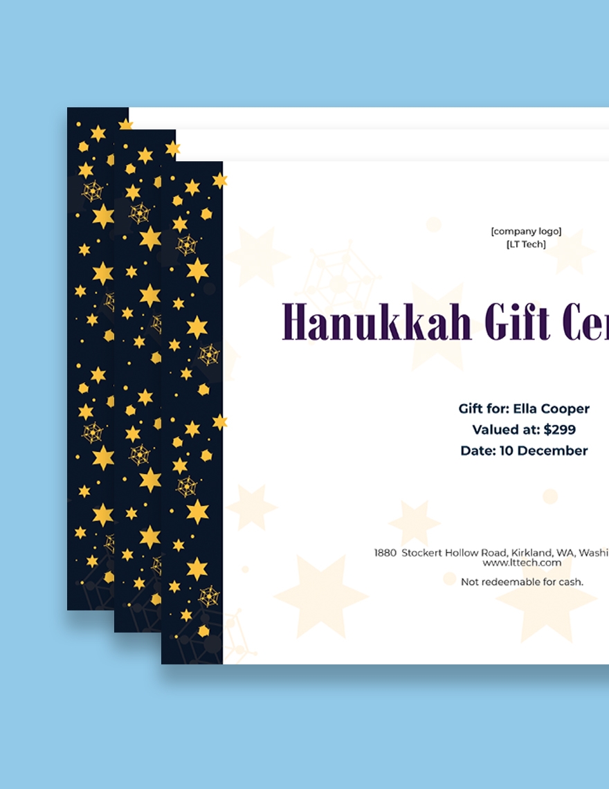 Hanukkah Gift Certificate Template In Photoshop Word Publisher Google Docs Pages Download Template