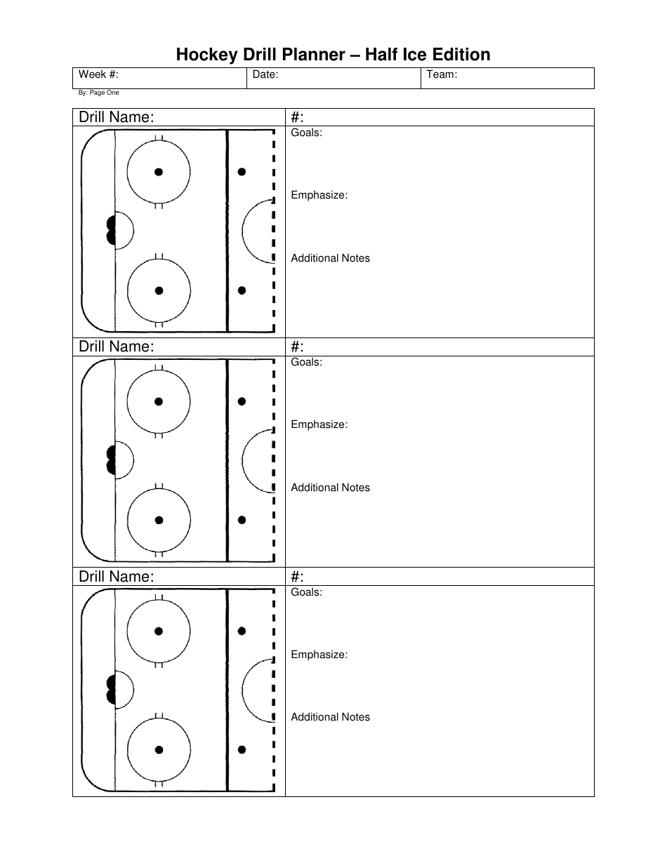 Hockey Drill Planner Template Half ICE Edition Download Printable PDF Templateroller