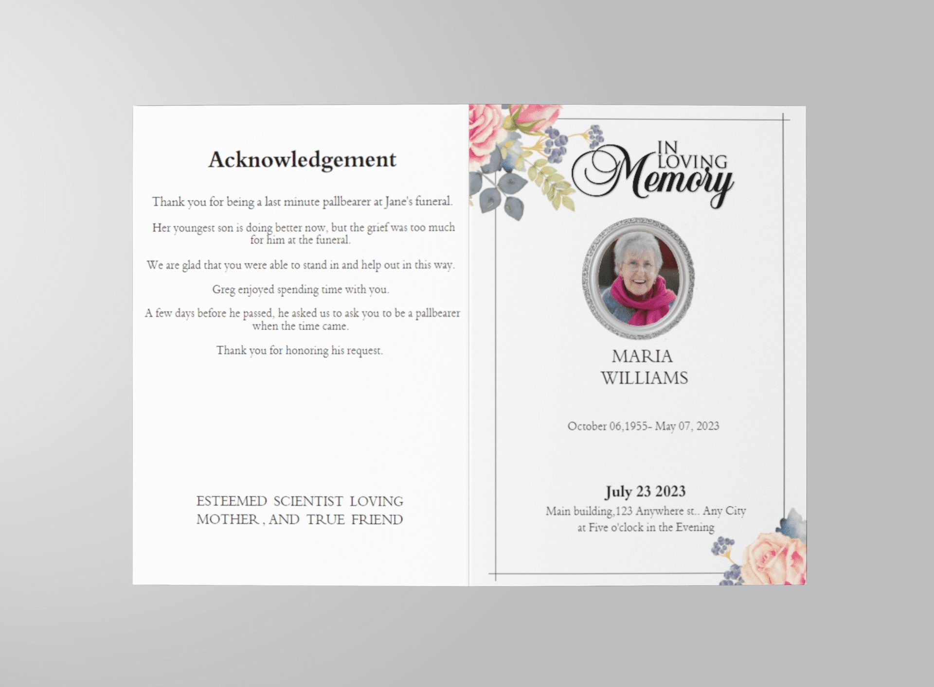 Honor Your Loved Ones With A Free Funeral Program Template