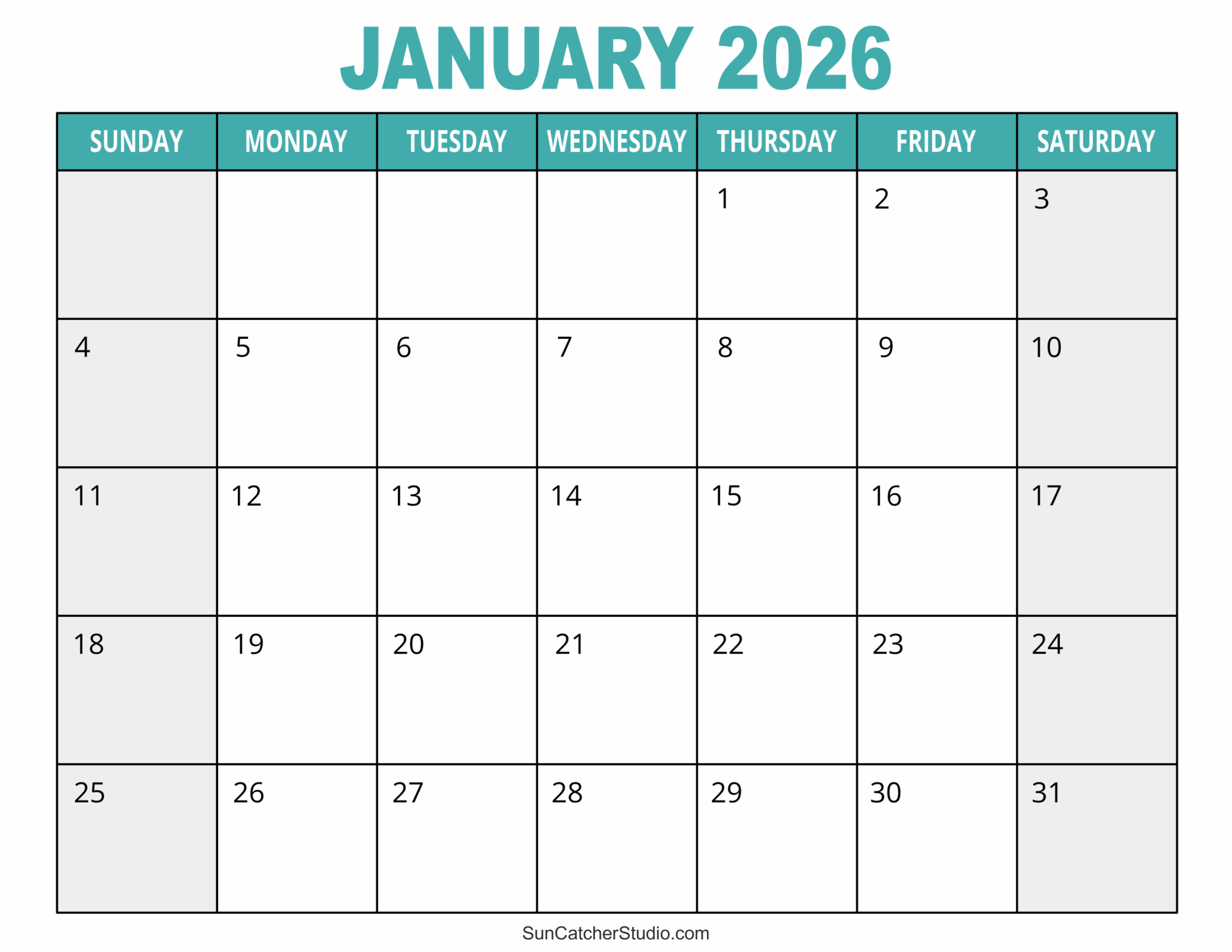 January 2026 Calendar Free Printable Free Printables Monograms Design Tools Patterns DIY Projects