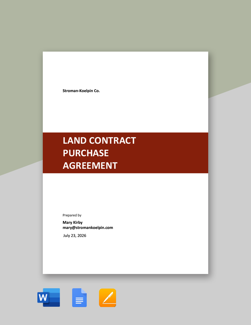 Land Contract Purchase Agreement Template In Word Google Docs Pages Download Template
