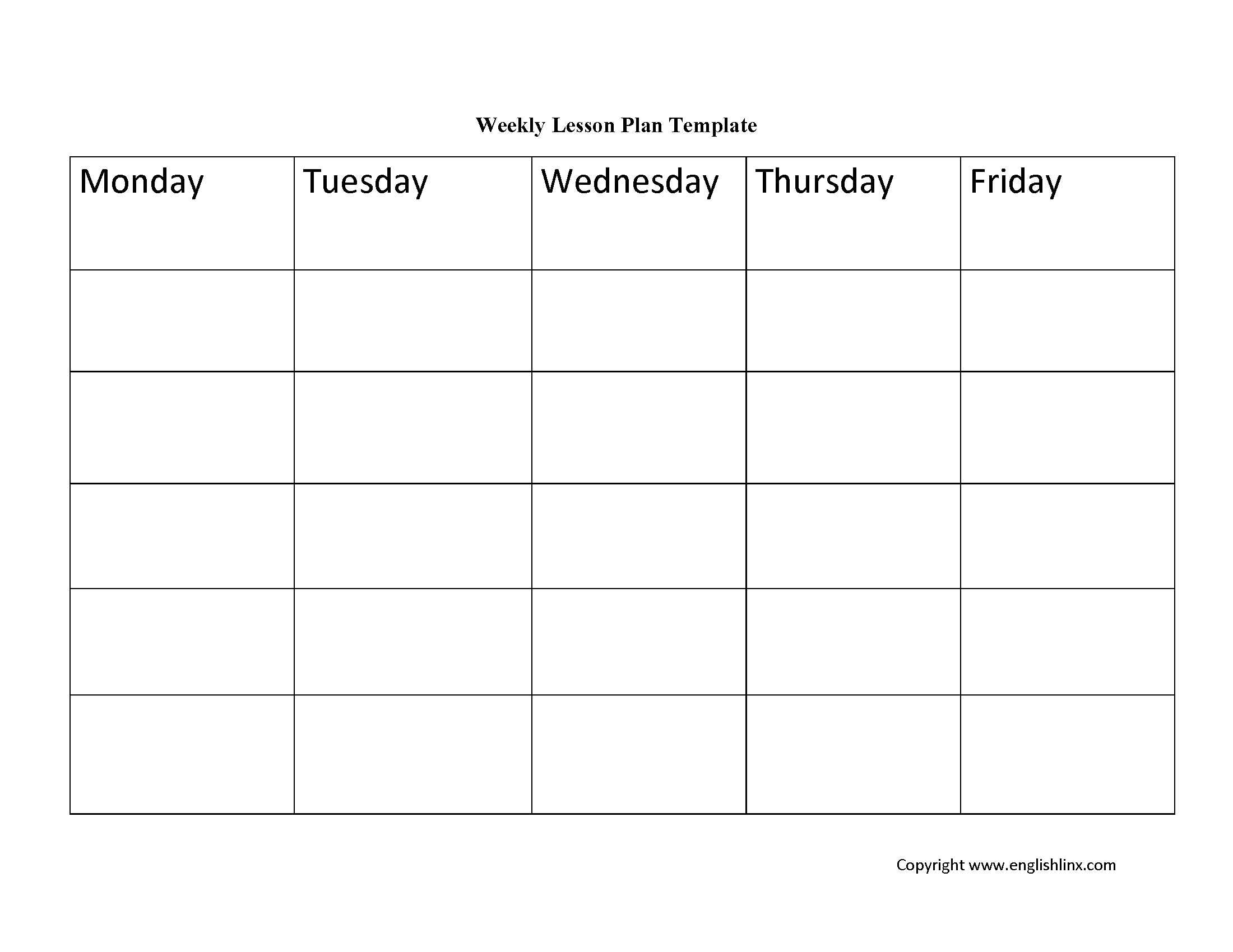 Free Printable Blank Lesson Plan Template