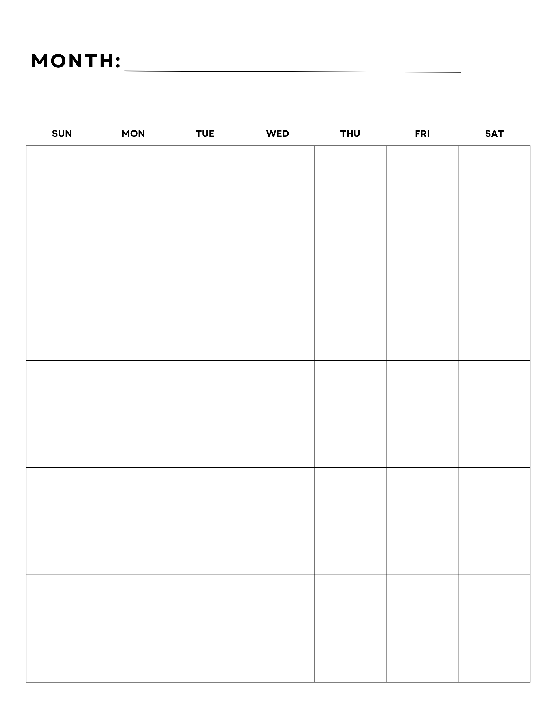 Weekly Blank Printable Calendar