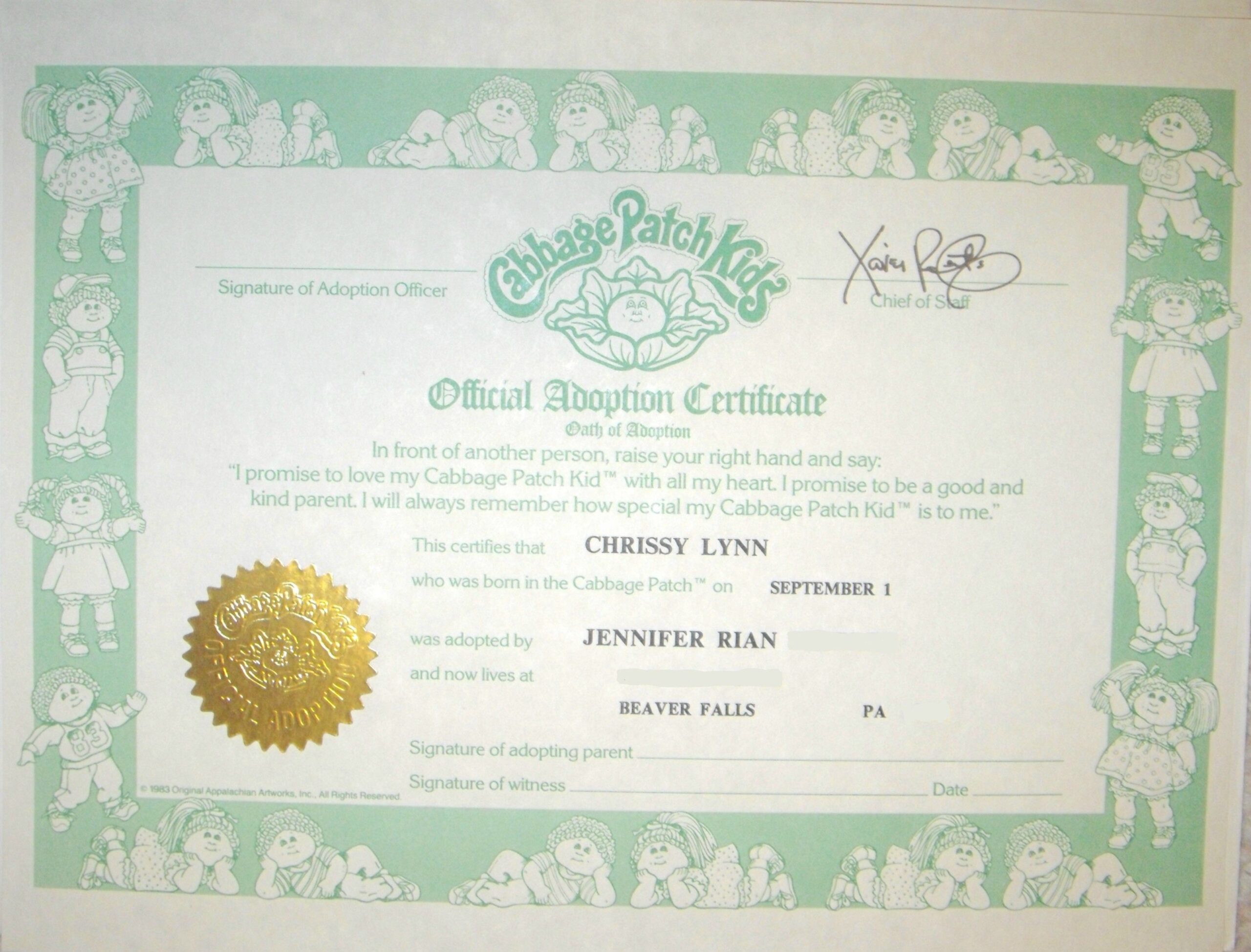 Make Your Own Cabbage Patch Birth Certificate New Arrivals