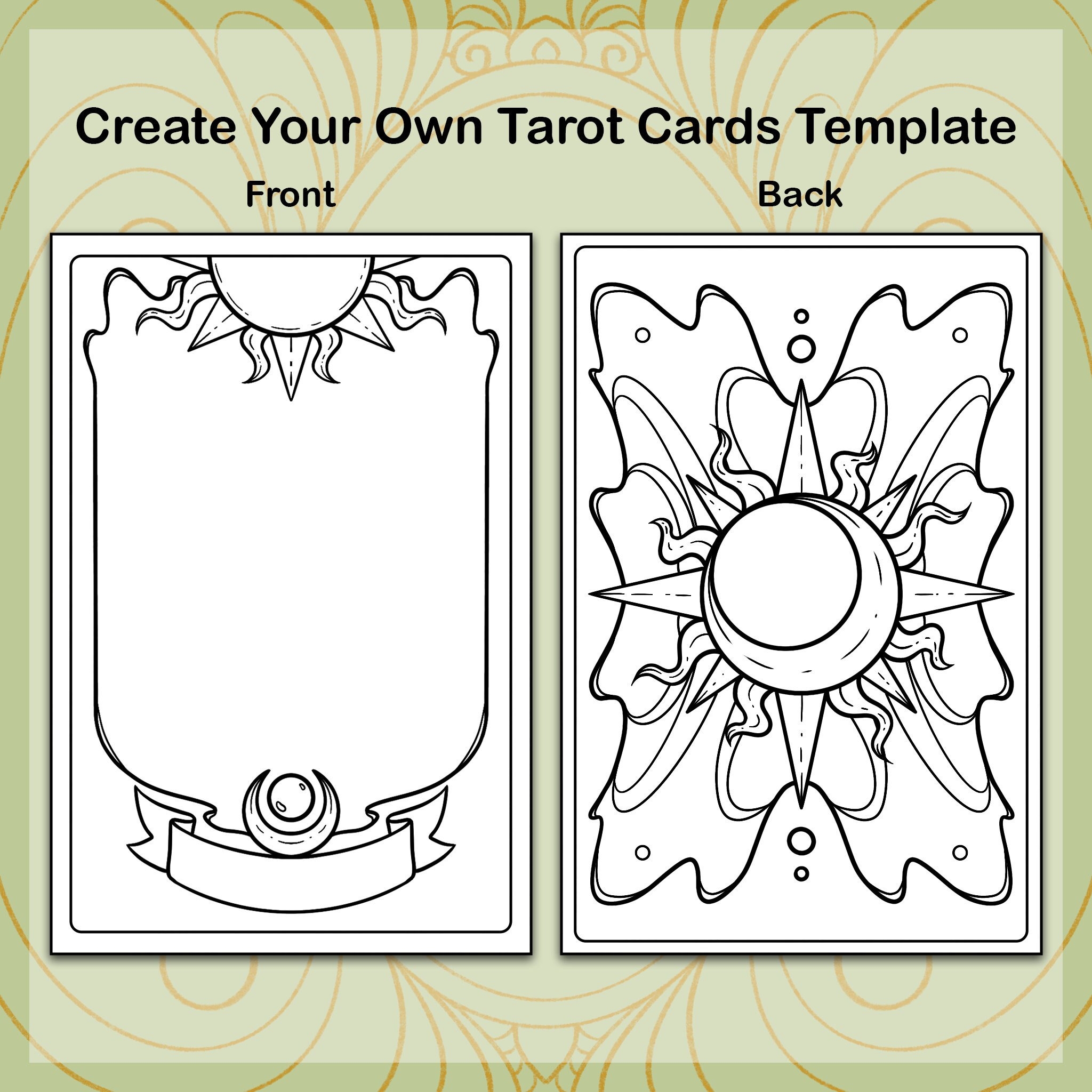 Make Your Own Tarot Cards Printable Tarot Card Template Mini Blank Tarot Card Template Clow Card Inspired Template Digital Download Etsy
