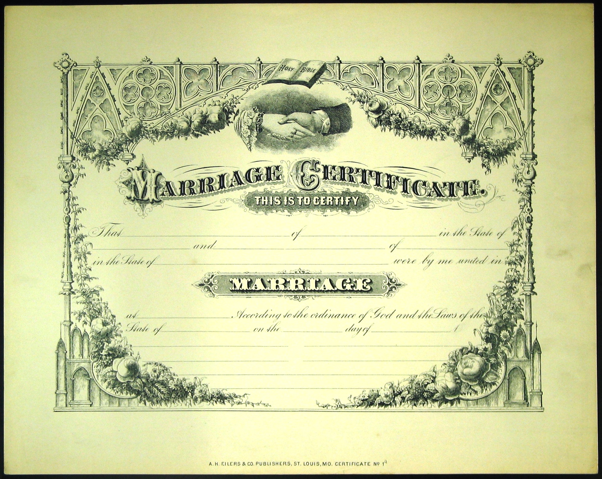 Marriage Certificate blank Digital Collections