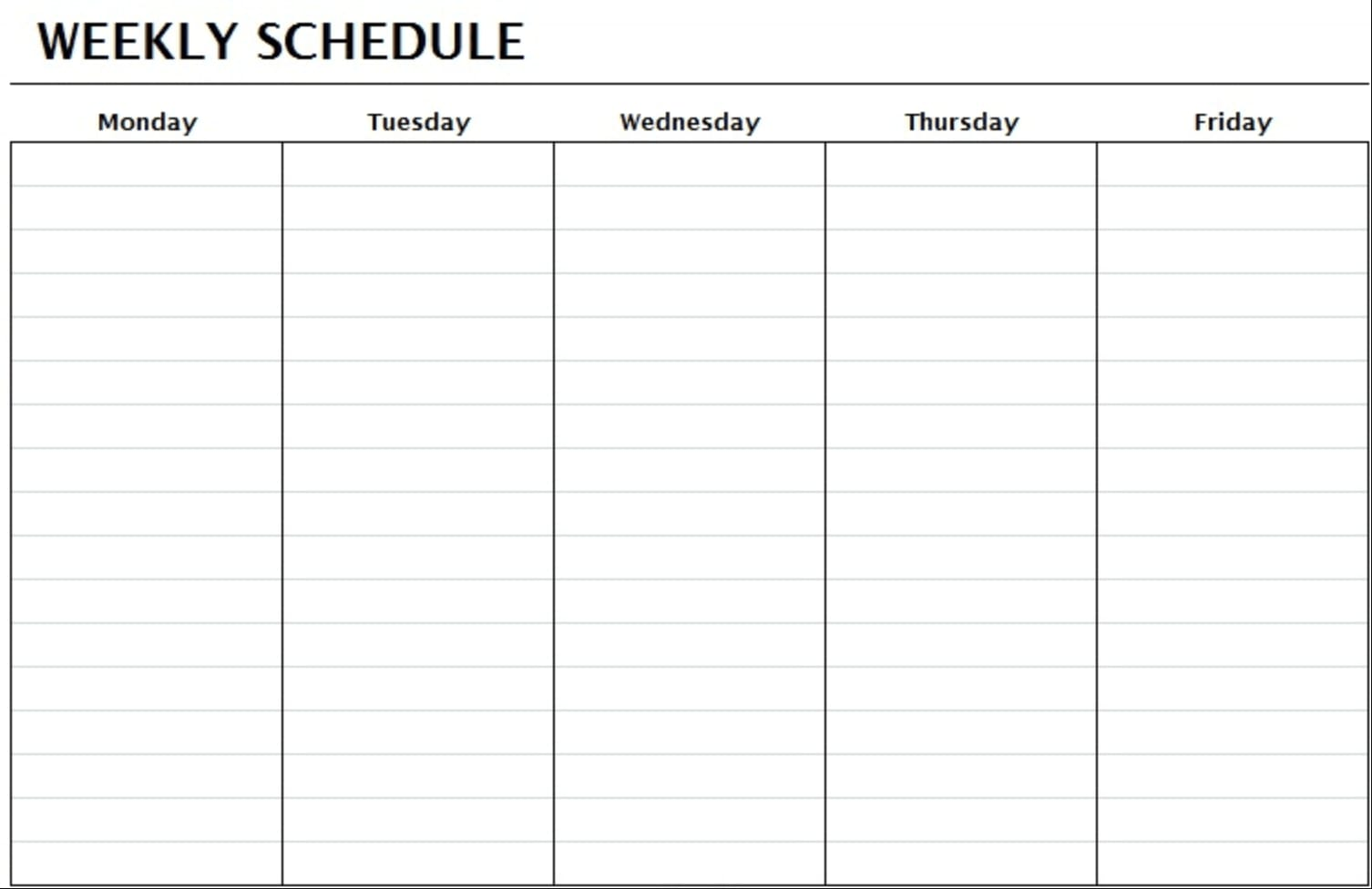 Printable Blank Calendar Monday Through Friday