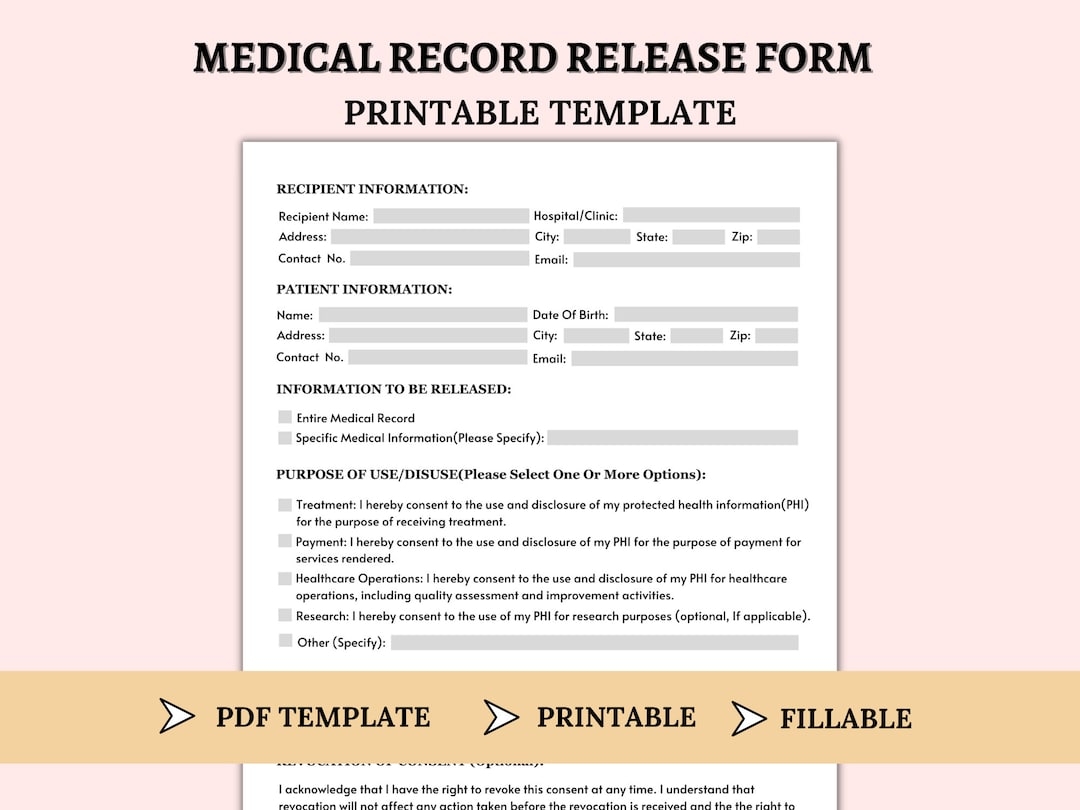 Printable Blank Medical Release Form
