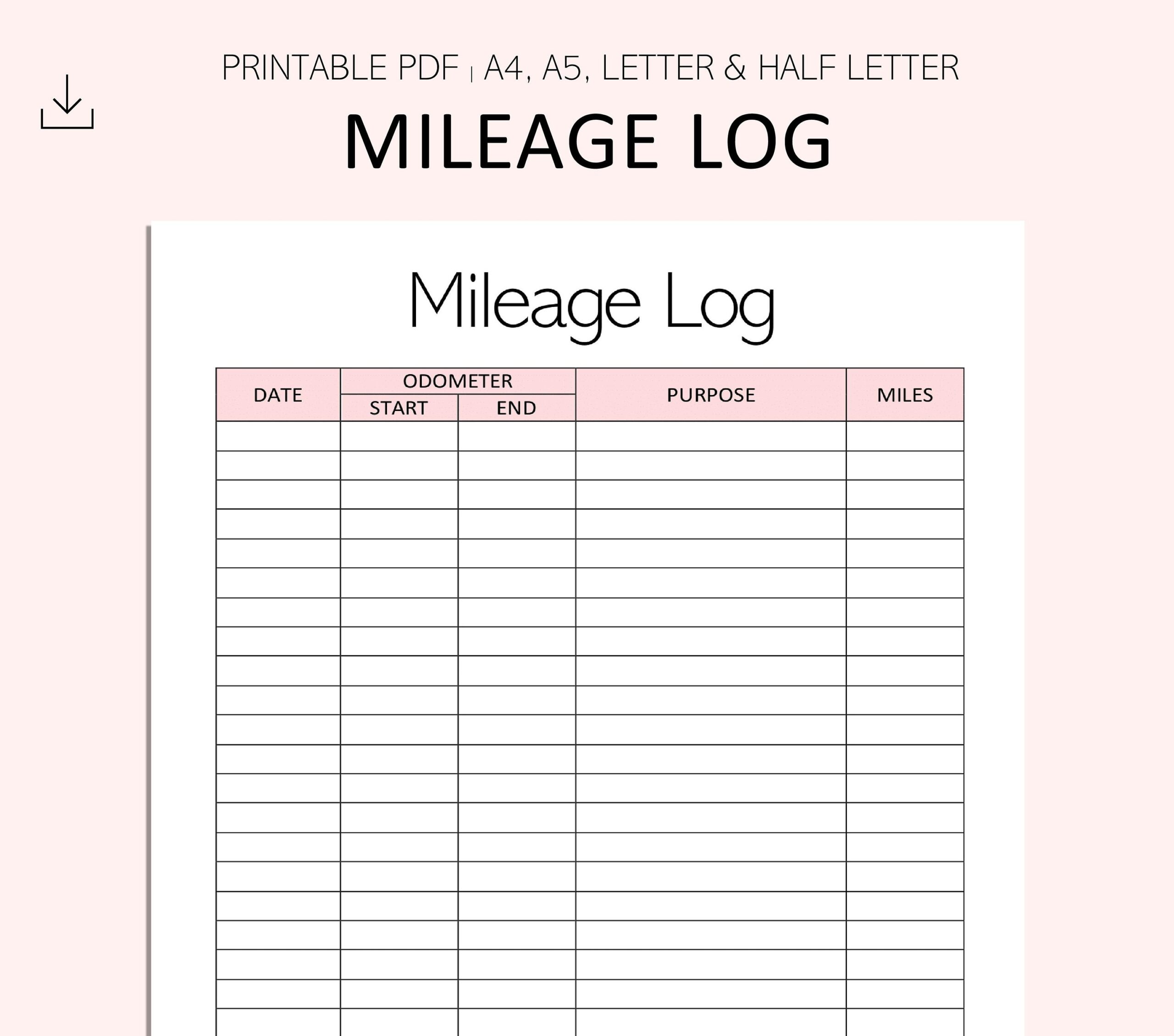 Printable Blank Mileage Forms