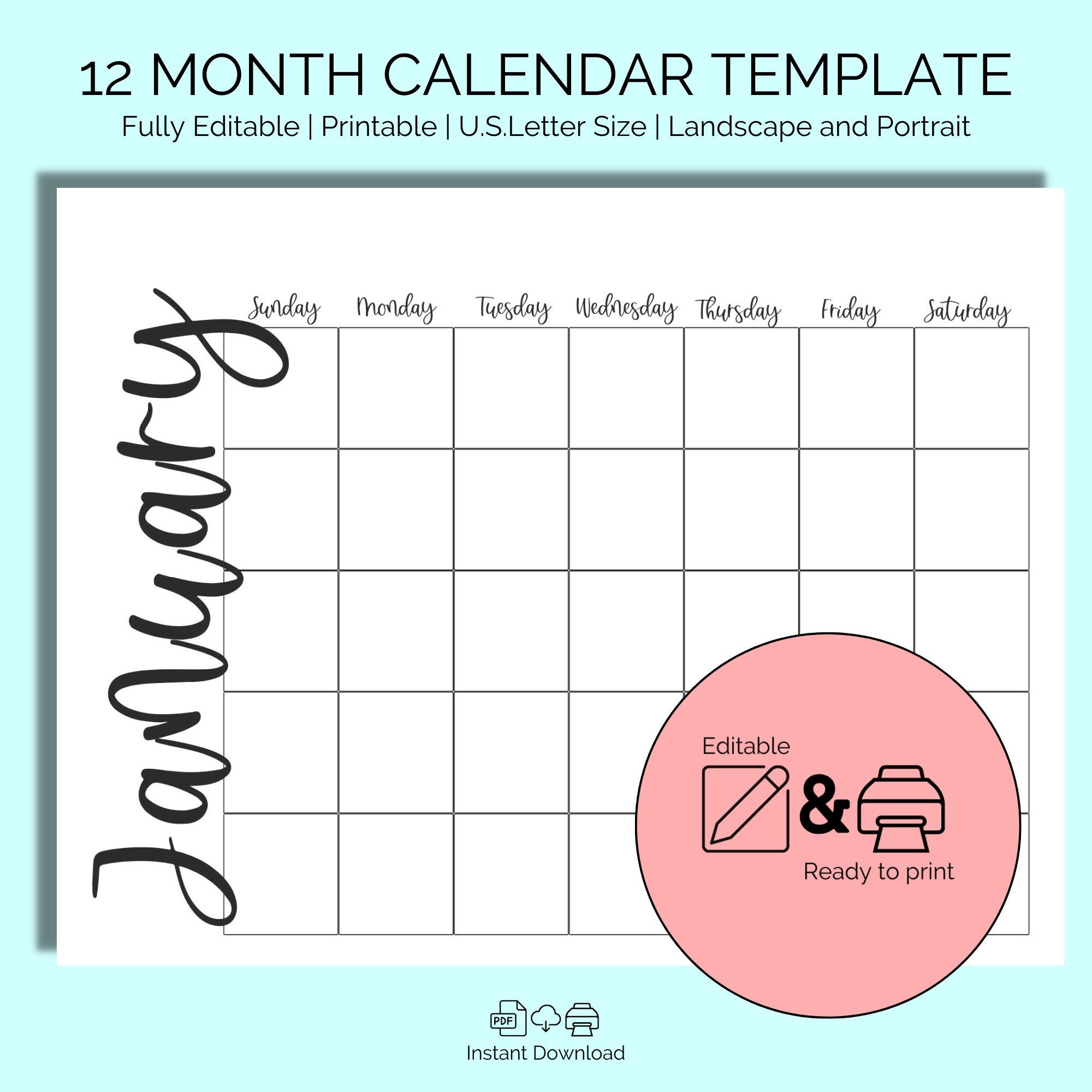 Blank Calendar Month Printable