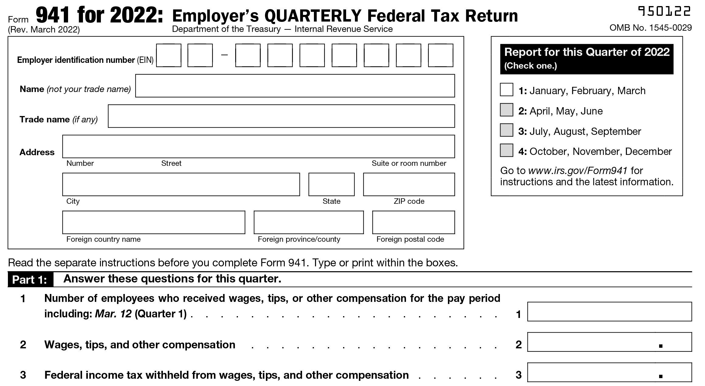Printable Blank Illinois 941 Form