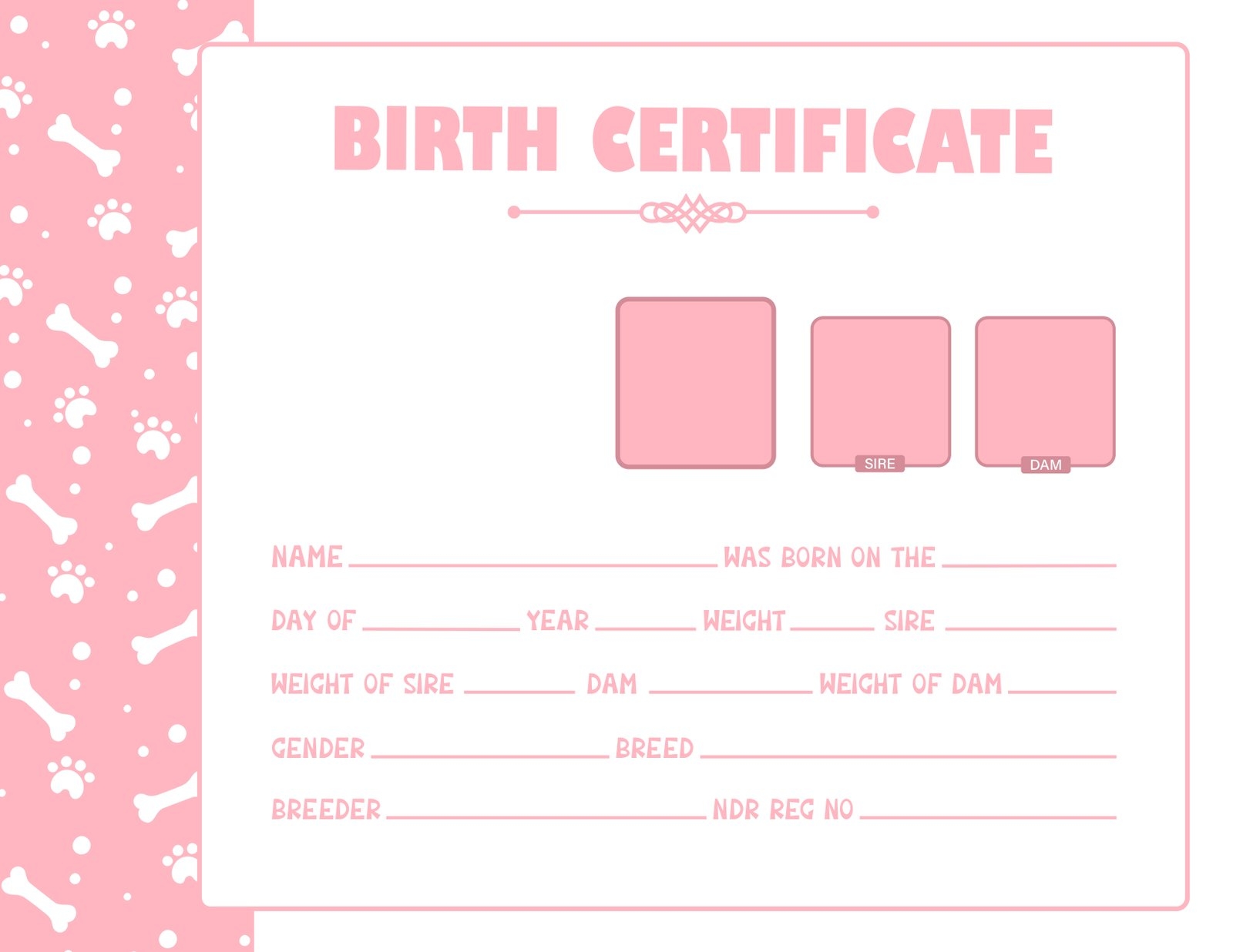 NMR Pet Birth Certificate Official Pet Birth Records