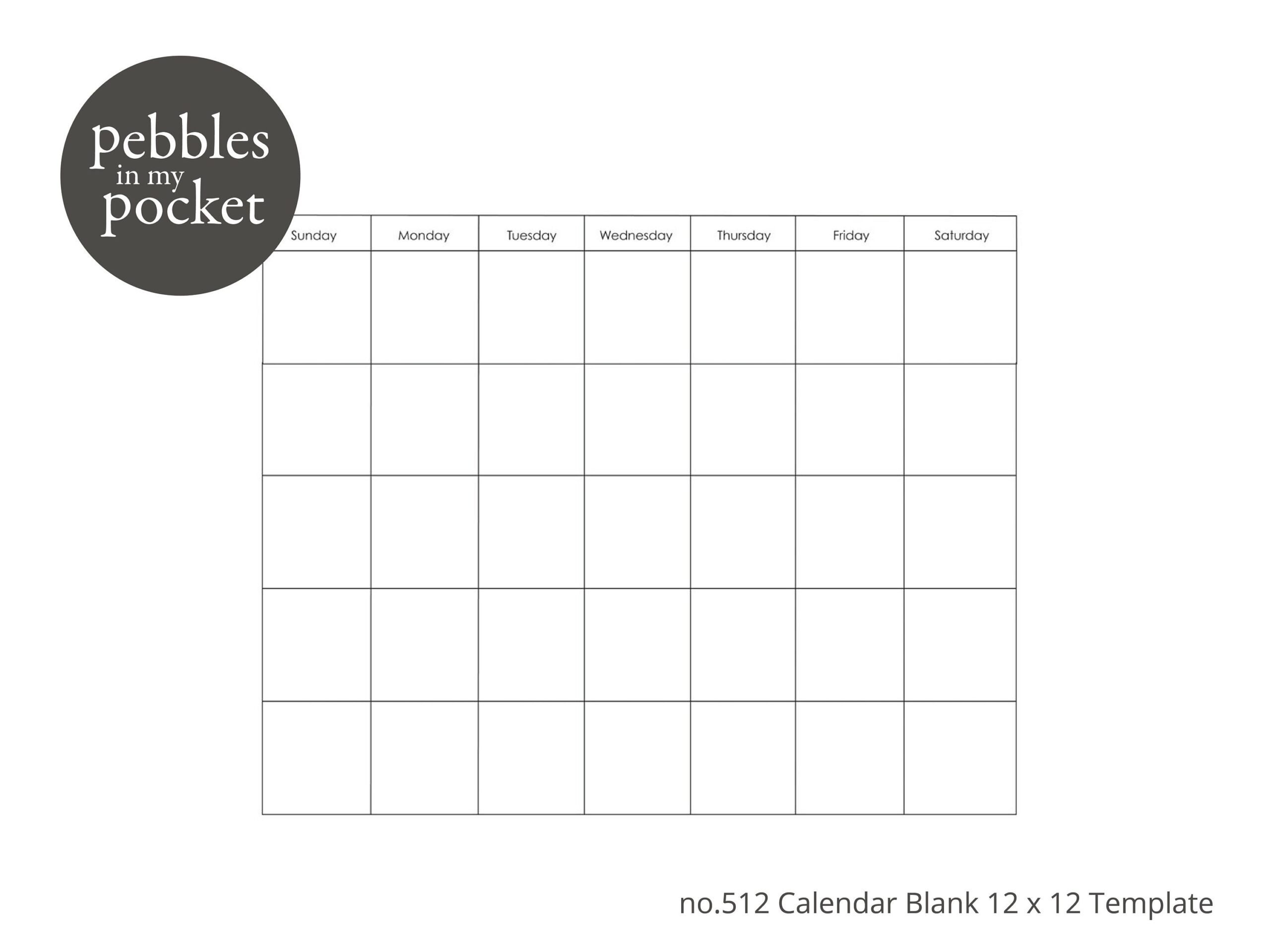 No 512 Blank Calendar 12 X 12 Digital Download SVG Pdf Etsy