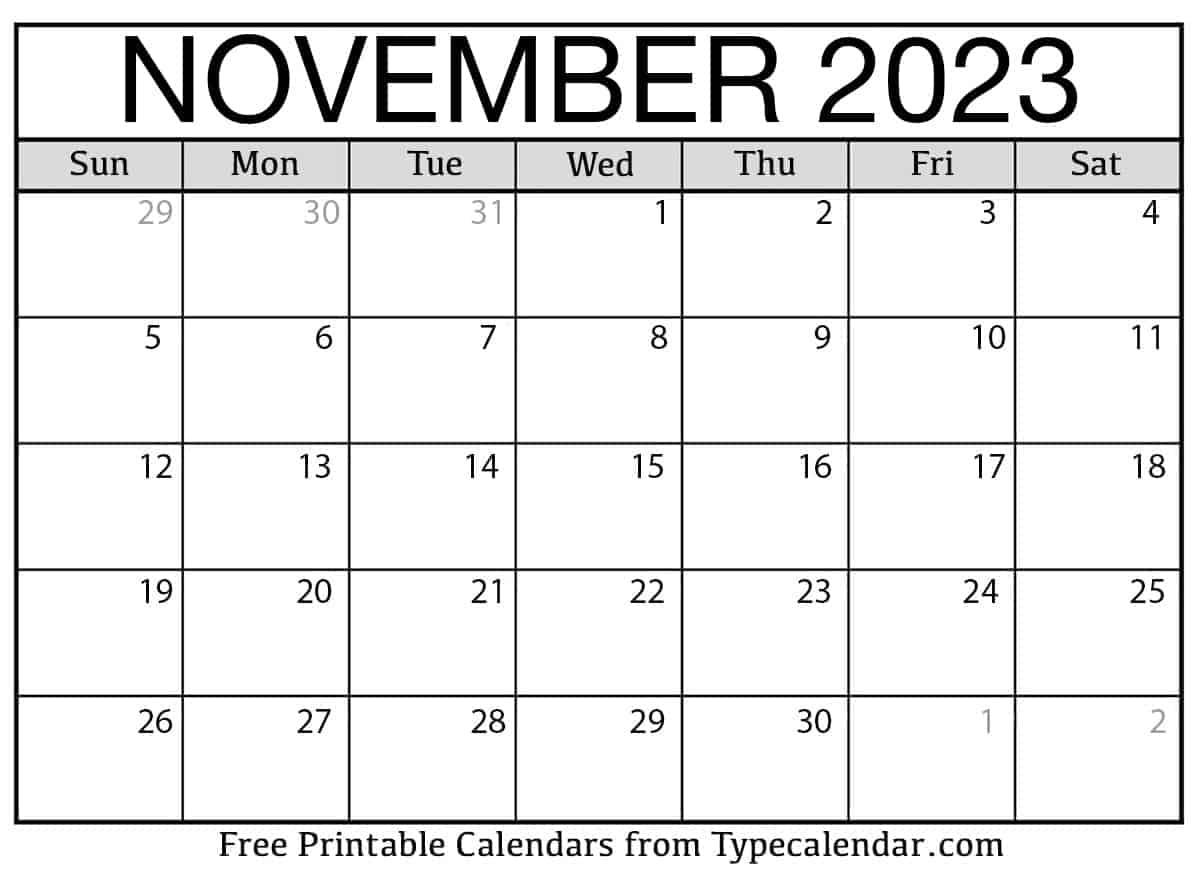 November 2023 Calendars Apache OpenOffice Templates
