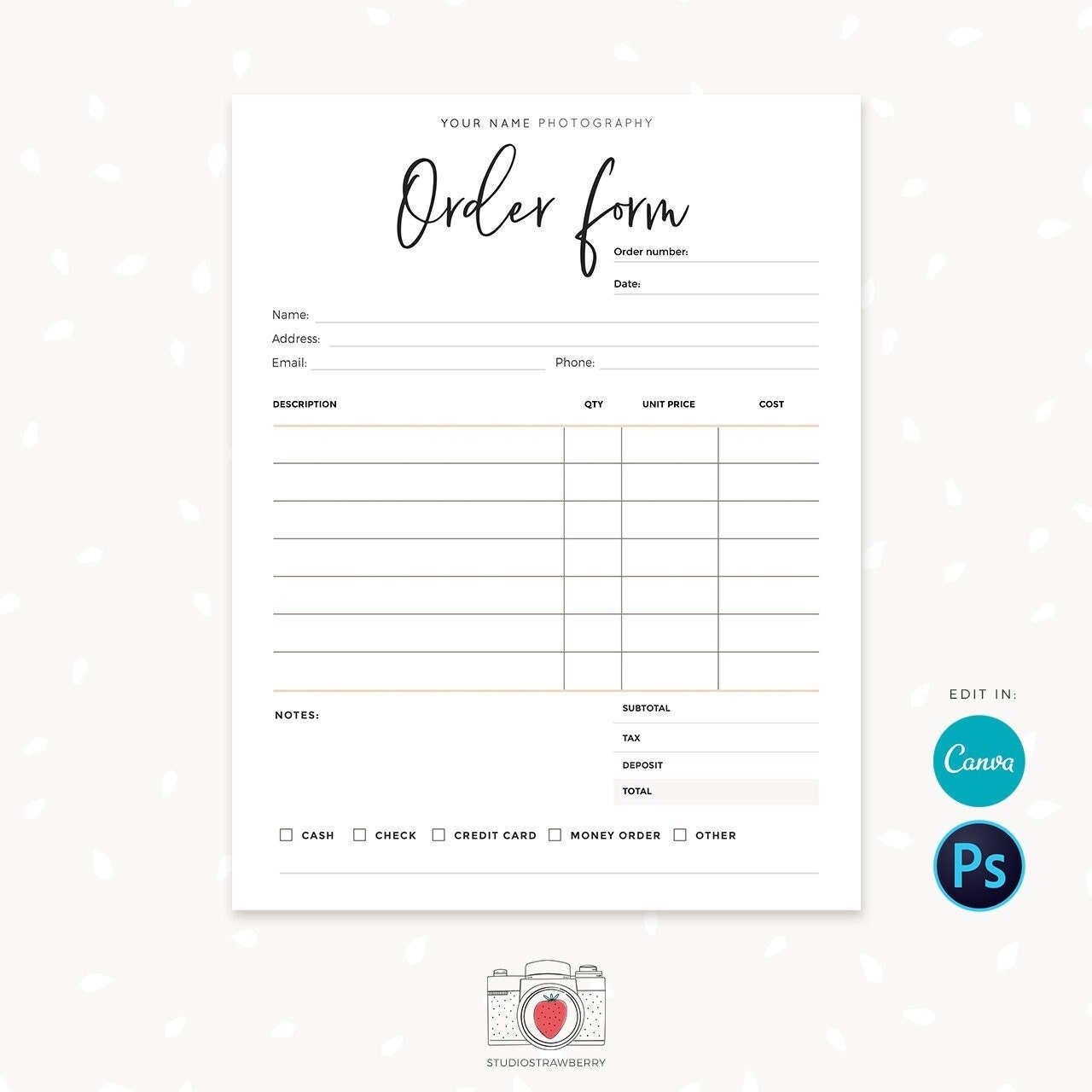 Blank Printable Order Forms